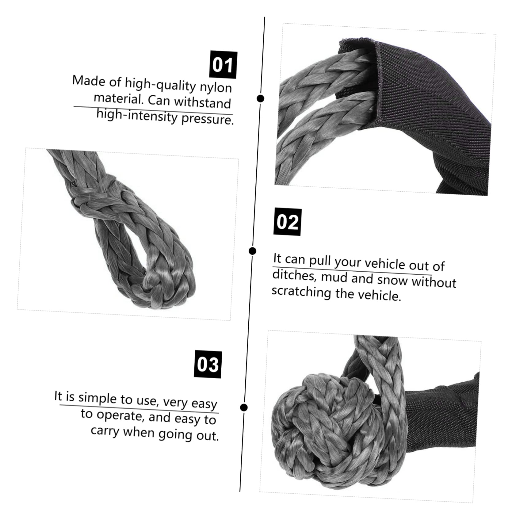 HOLIDYOYO High-Intensity Pressure Resistant Nylon Shackle Practical Knot Rope Black for