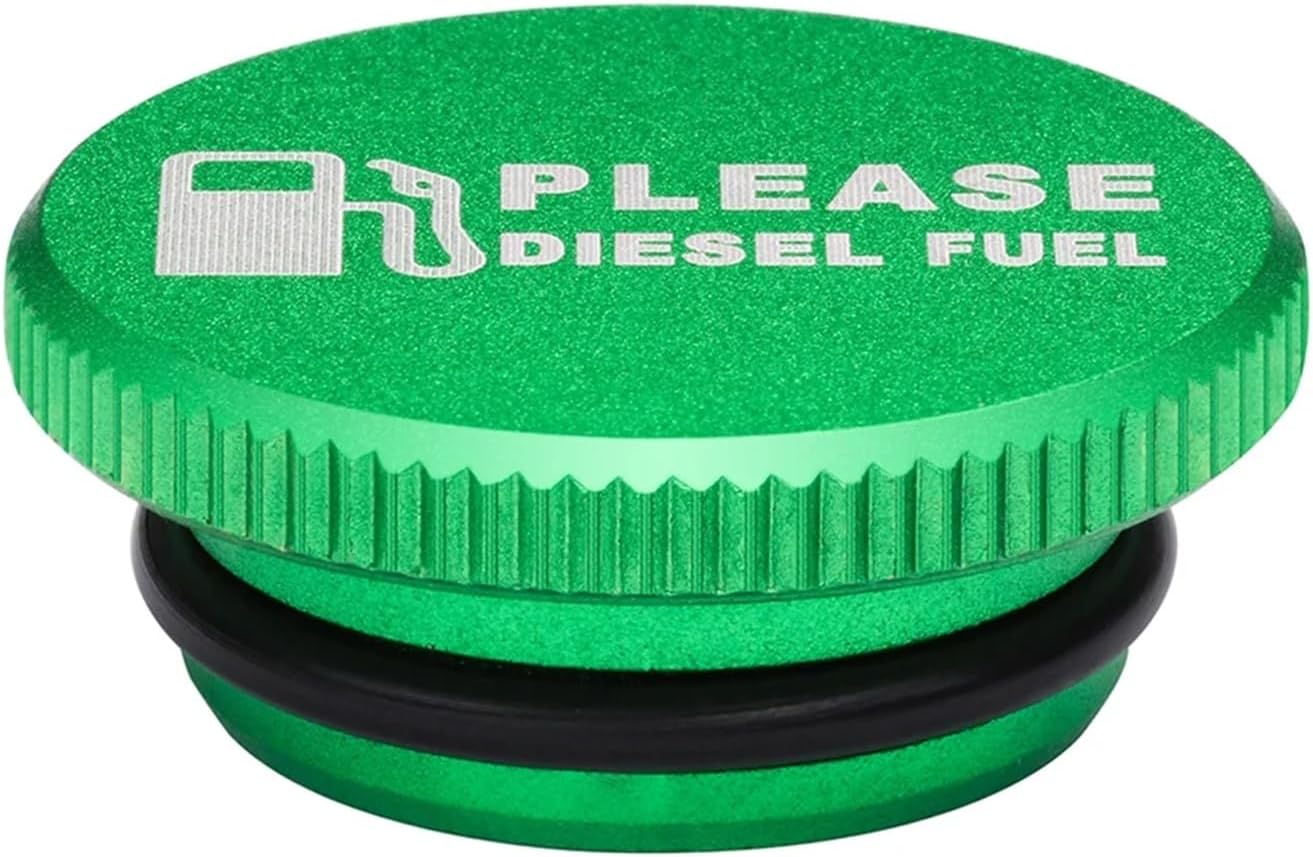 タンクキャップ キー グリーンビレットアルミマグネティックディーゼル燃料キャップ、ディーゼル2013-2017年式ダッジラムに適合（