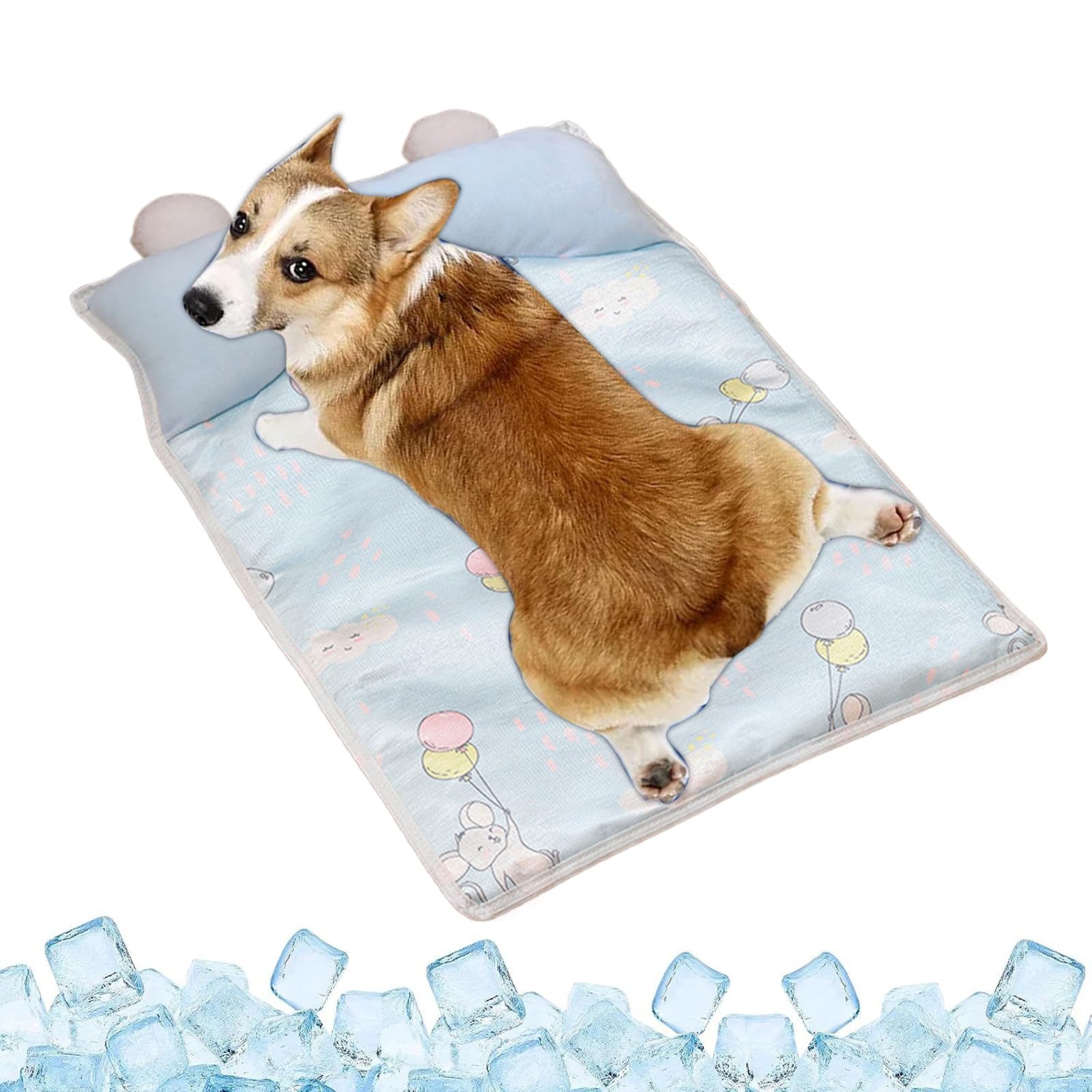Tapis de refroidissement pour chien doux avec oreiller pour le bien-être de votre compagnon