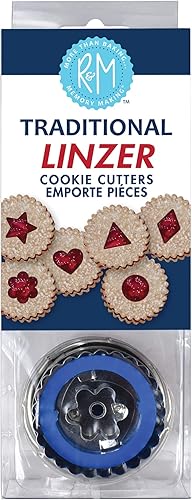 R&M International Cortadores de galletas Linzer tradicionales, diamante, corazón, flor, triángulo, estrella, círculo, juego de 6 piezas