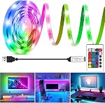 Ruban LED d'arrière-plan pour TV 6,56 pi, 2 m Ruban LED RGB pour TV de 40 à 60 po, Kit d'arrière-plan USB pour TV avec télécommande, Ruban LED étanche IP65 pour HDTV Chambre Moniteur PC Bureau