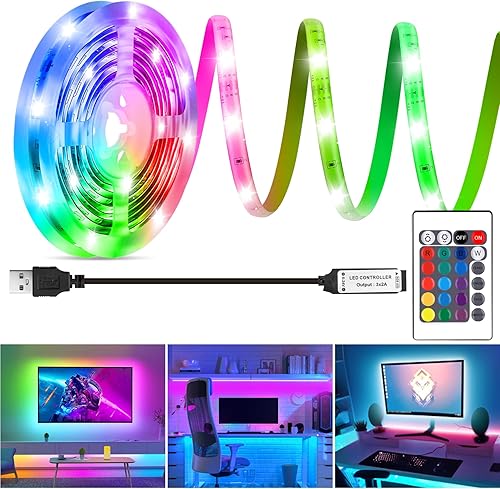 Miniatura 8 de HOUHUI Tira de luces LED para TV, luces LED RGB de 9.8 pies para TV de 32 a 50 pulgadas por detrás, control de aplicación, tira de luces de