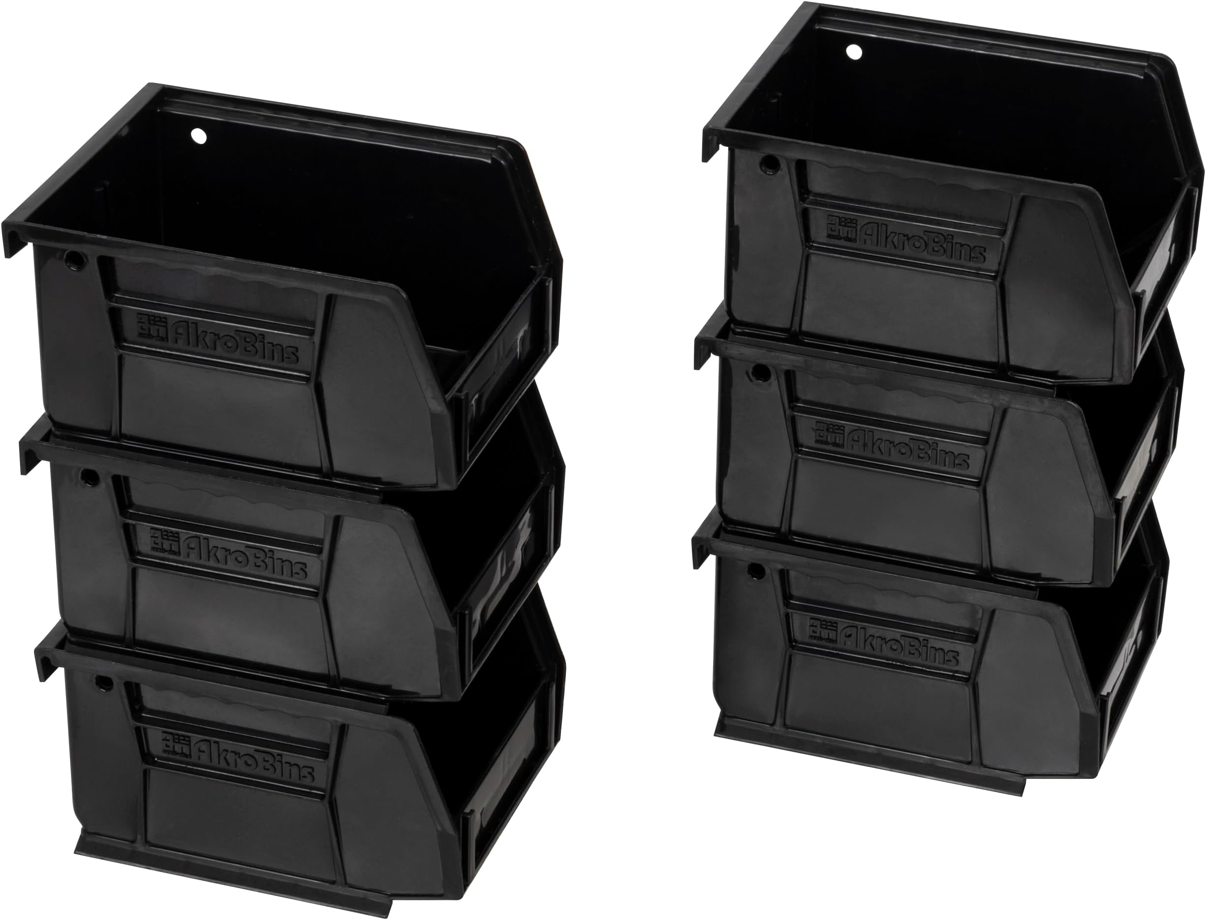 Akro-Mils Modern Black Stackable Storage Bins - 6 Pack - 5.4" x 4.4" x 3" - 10 lb Capacity, Waterproof, Rust Proof, Corrosion Proof, Space Saving Design, Great for Organizing Garages, Pantry and