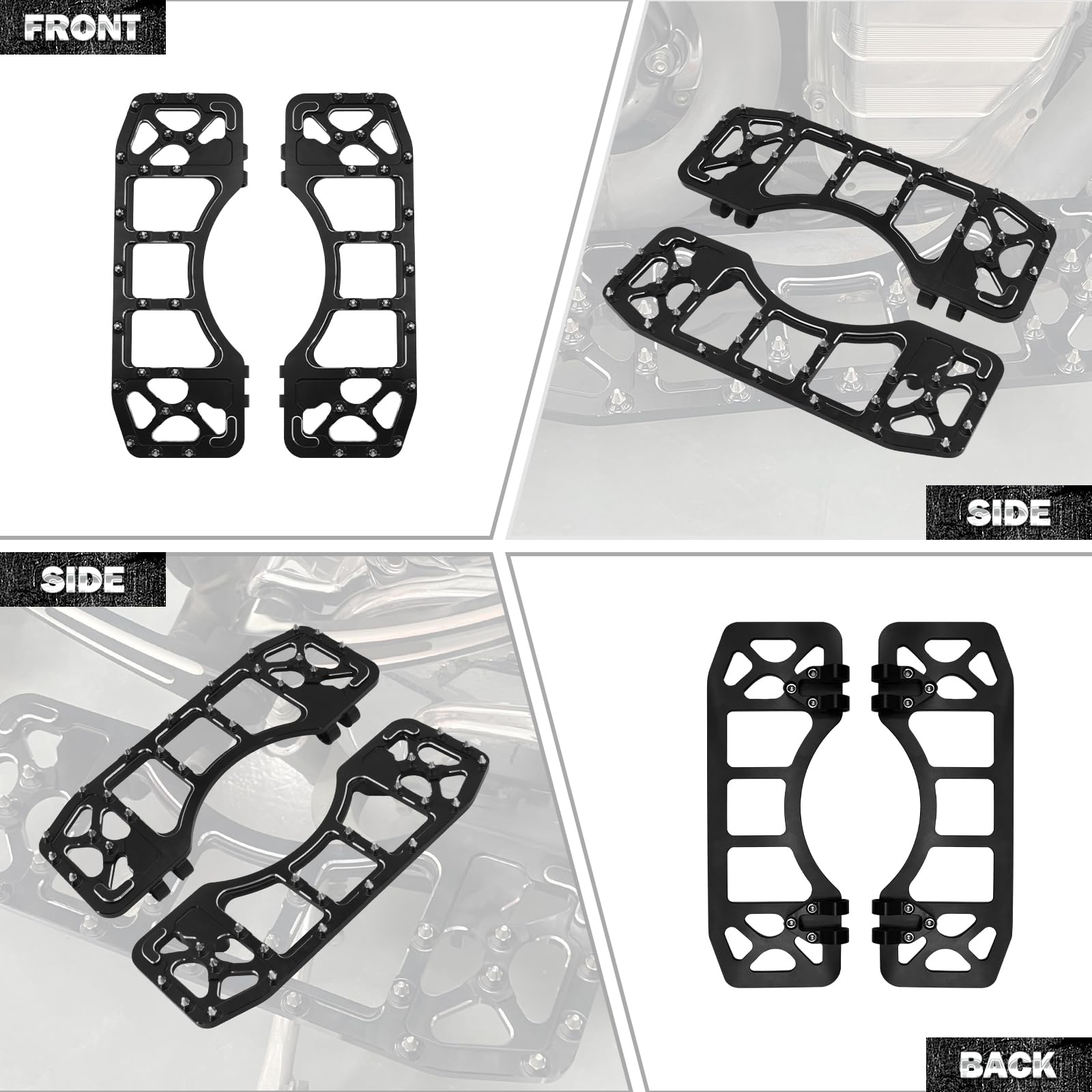 Estriberas de pie ancho CNC 360 ° Roating Chopper Bobber Front Driver Estriberas estiradas para Harley Touring Road Glide Softail FLST Dyna FLD 1 par