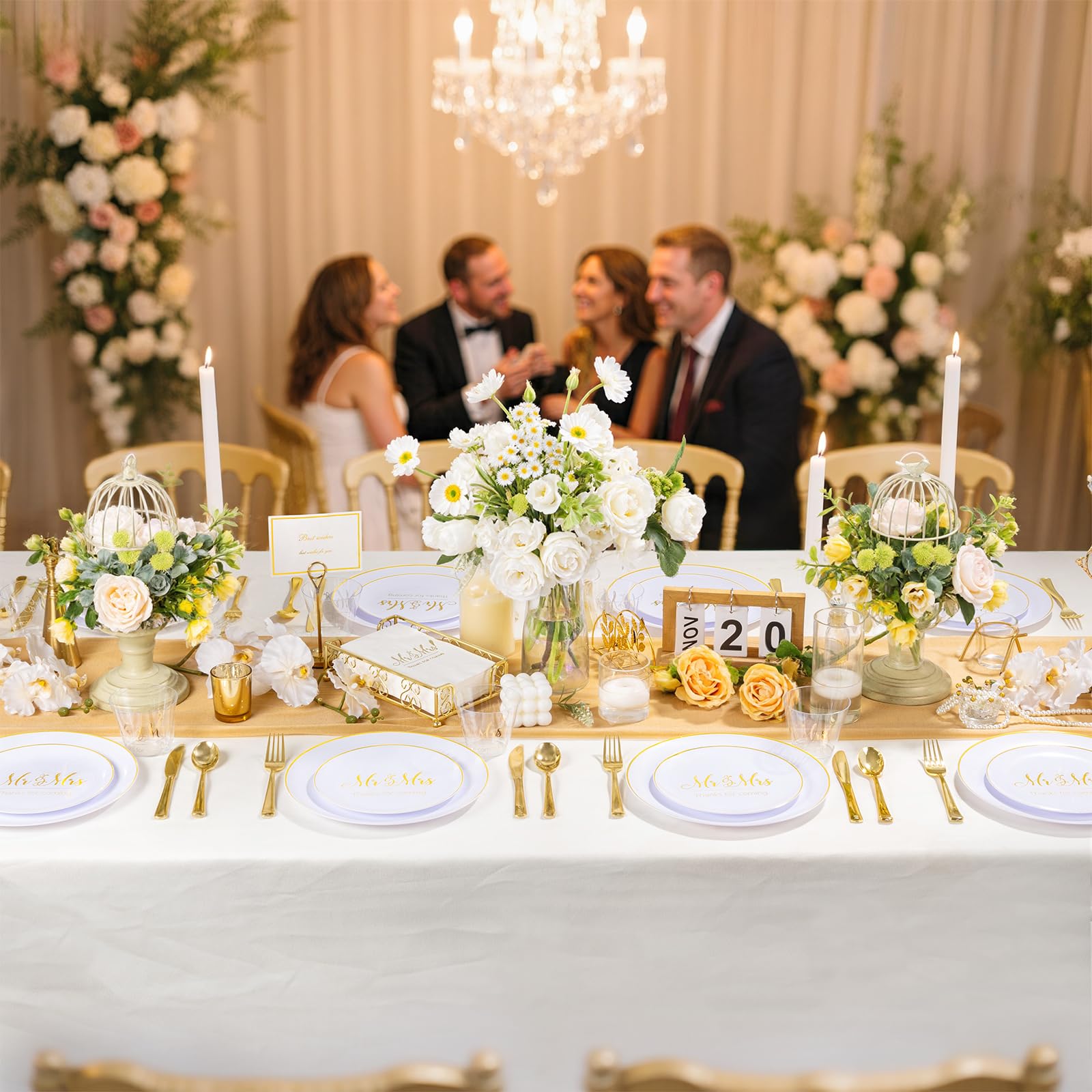 Gold Wedding Plates & Napkins - 175 Pcs -7