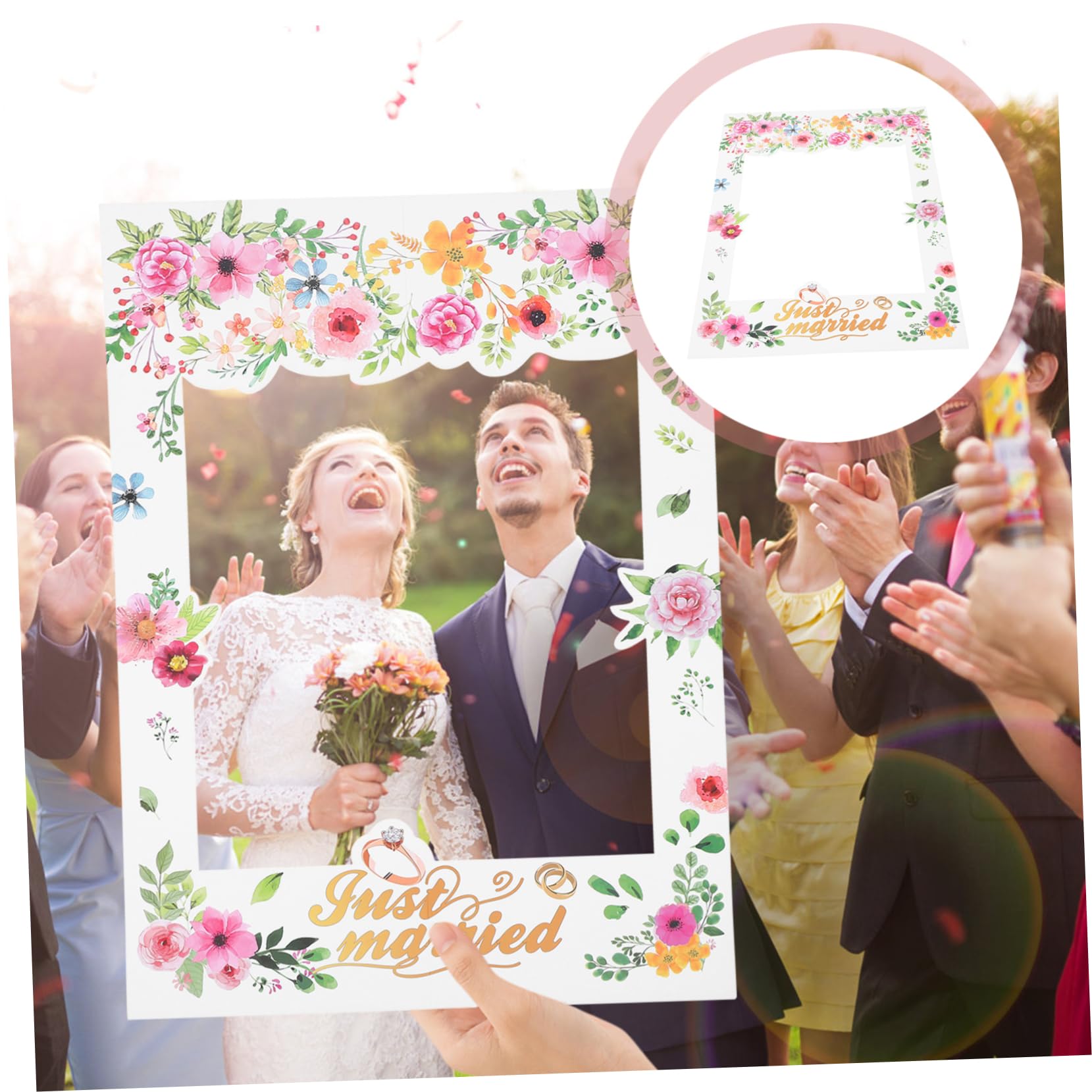 KOMBIUDA 2pezzi Cornice Fotografica Floreale Per Matrimoni Accessori Per Foto Booth Romantici Per Feste Cabina Fotografica e Selfie Materiale Resistente e Design Elegante