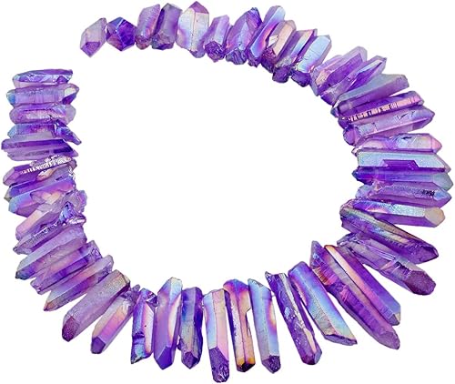 rockcloud rocas naturales de cristal, cubiertas de titanio, cuarzo claro, en punta, hebra de 15 pulgadas