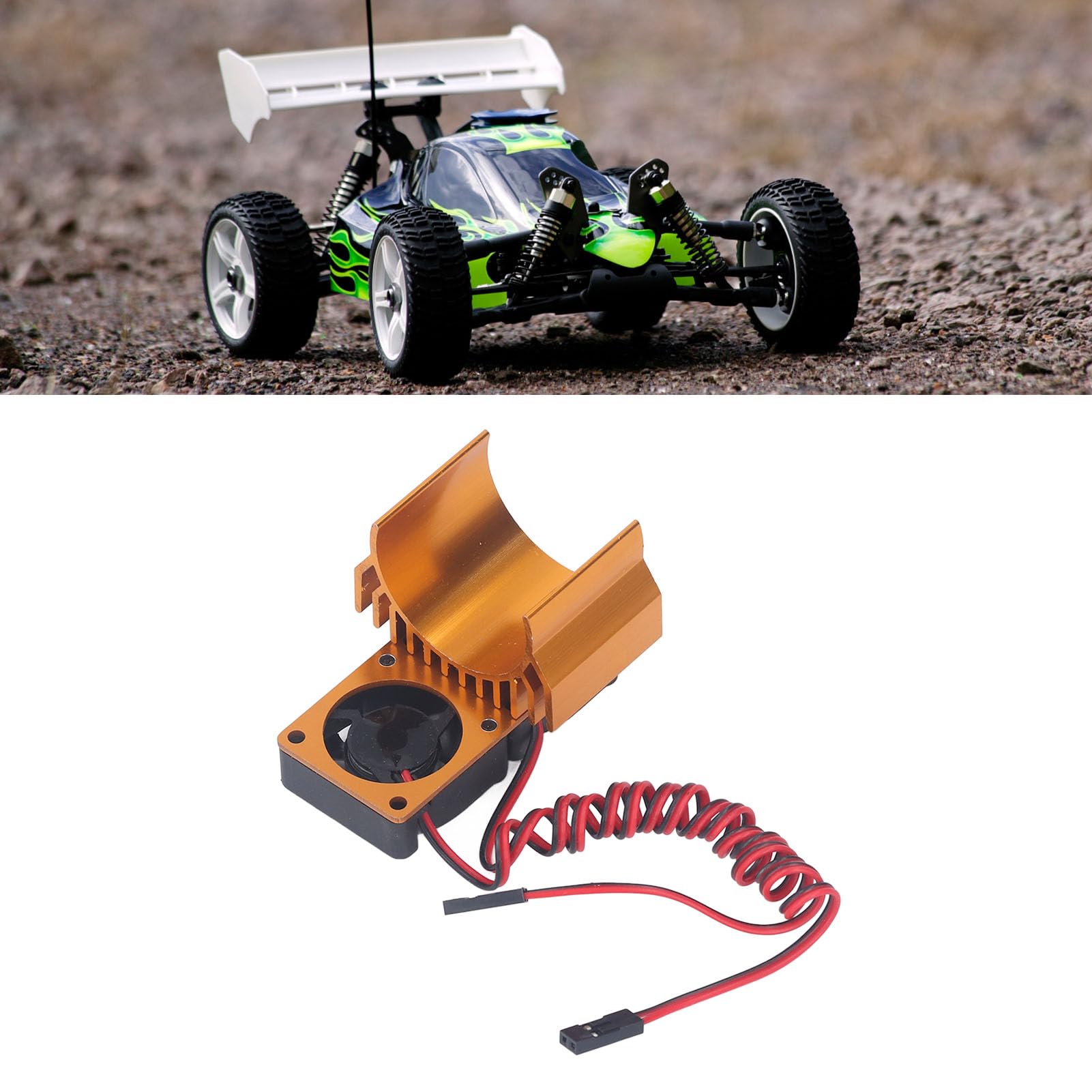 lvifloae DC 5V RC Heat Sink High Velocity Fan Motor Radiator Fan Set Cooling Fan Heatsink for Slash 4×4 VXL 1/10 RC Car (Gold)