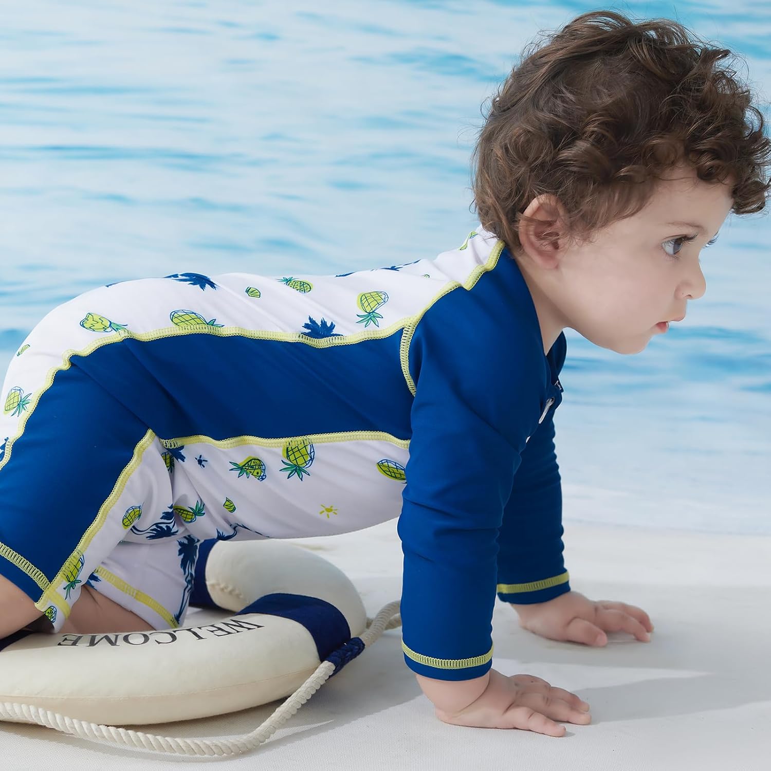 Baby Boys Swimsuit Long Sleeve Bathing Suit Zipper Bathing Suit Rash Guard Infant Beach Boys' Swimwear - Image 4