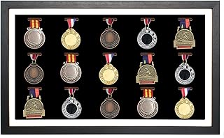 Large Medal Display Shadow Box, 15 Medal Display Case, Medal Display Frame, Perfect Medal Display for War Military, Runner...