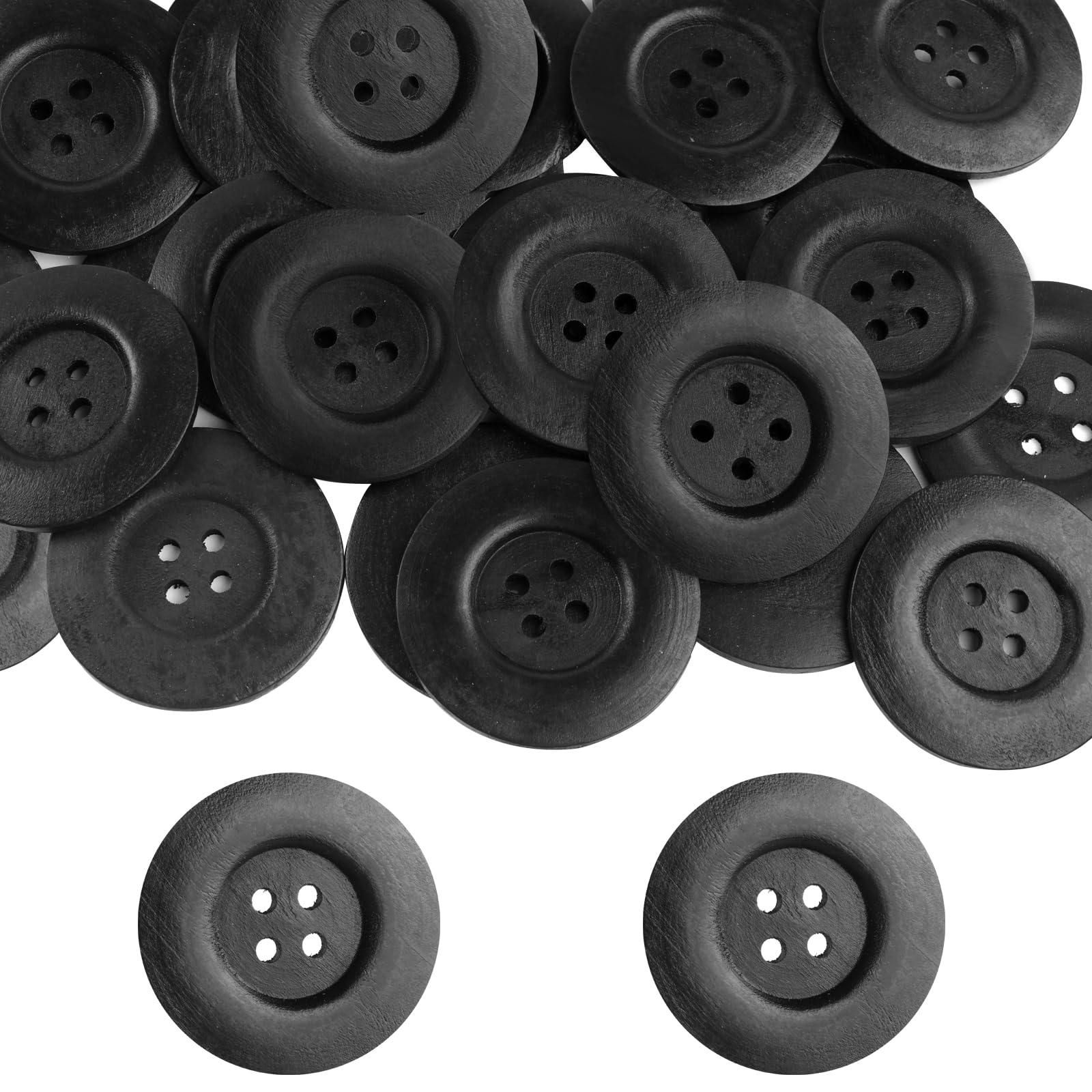 30 Pieces 2.36 Inch Large Wooden Buttons for Sewing Crafts, 4 Holes Big Size Round Sewing Button Large Wood Buttons for Craft Sewing DIY Clothing