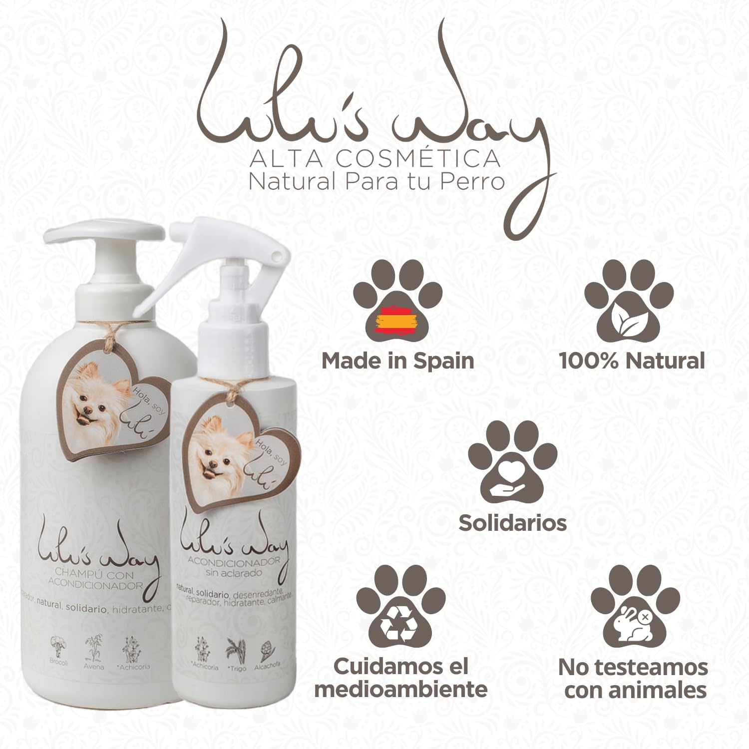 Lulu’s Way Champú para Perros + Acondicionador Perro - Piel Sensible y Dermatitis sin alérgenos, sin parabenos - Vegano, Natural - Todas Las Razas