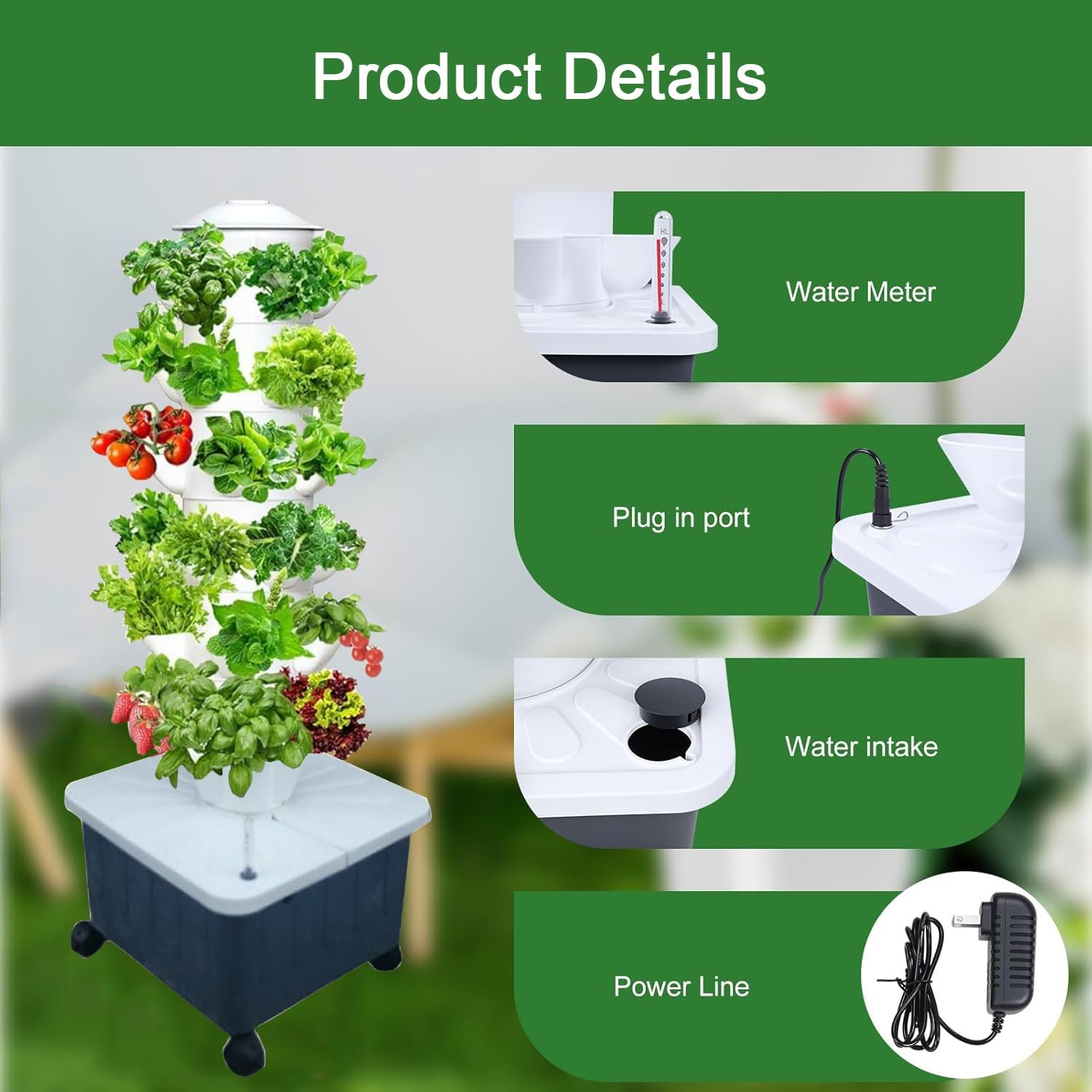 Kit de sistema de cultivo hidropónico, eficiente jardín de hierbas para lechuga, tomate y verduras, solución de jardín vertical