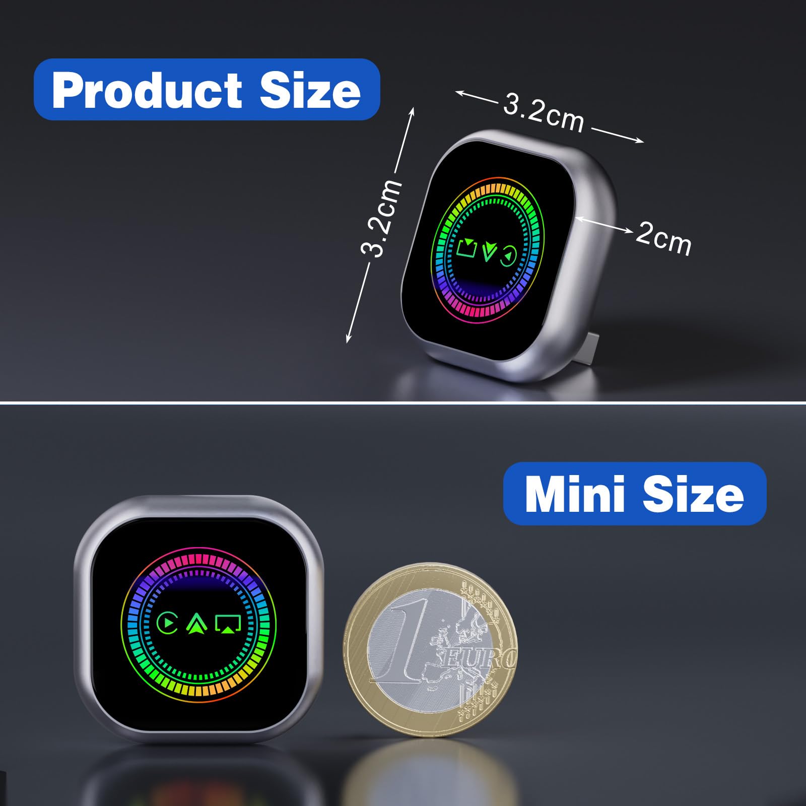 Adaptateur CarPlay & Android Auto & Air Play sans Fil 3 en 1, Nouveau CarPlay sans Fil, Projection Air Play, Reconnexion Automatique, Bluetooth 5.0 et WiFi 5.8GHz, Compatible iOS 10+, Android 11+