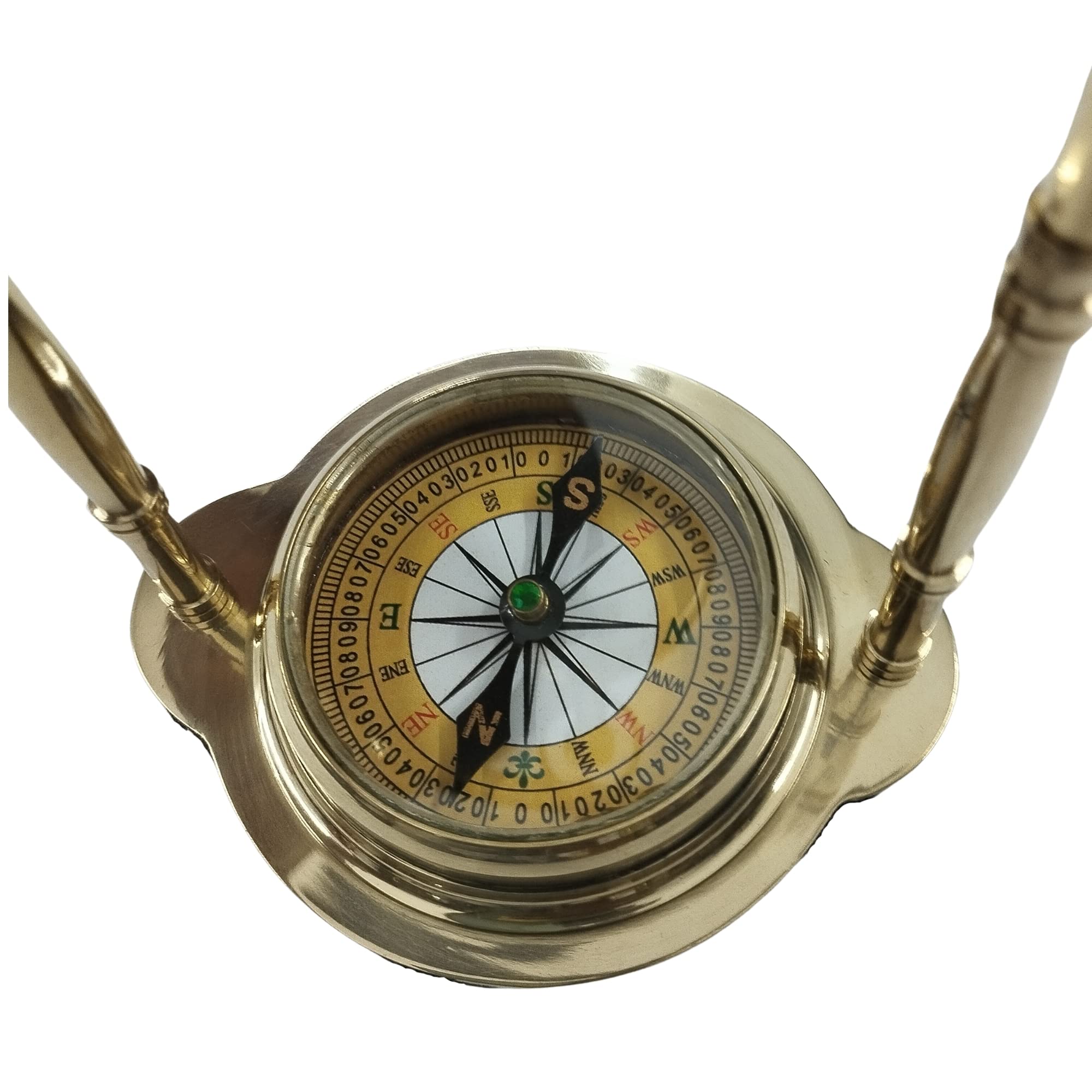 Beautiful Nautical Victorian London Brass Table Top Décor Clock with Compass
