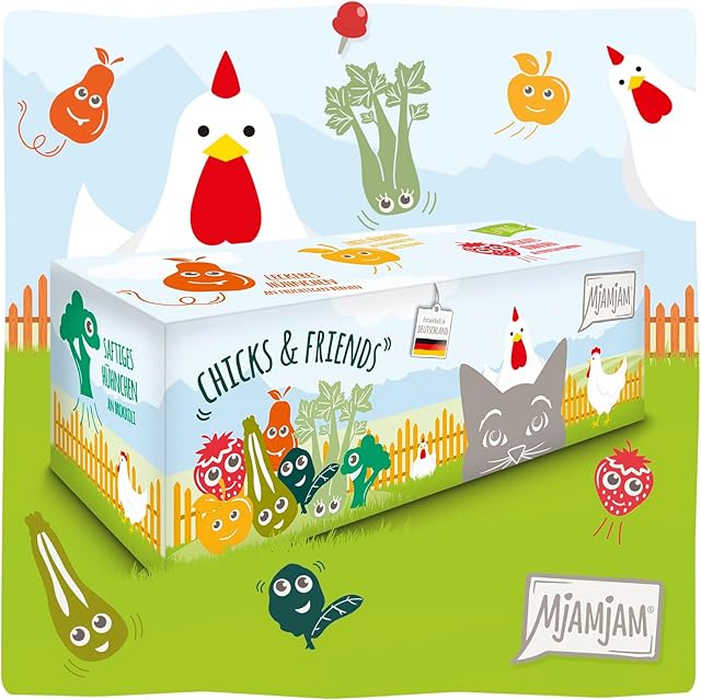 MjAMjAM - Premium wet food for cats - Chicks & Friends Box, pack of 7 (7 x 100 g), grain-free with extra meat