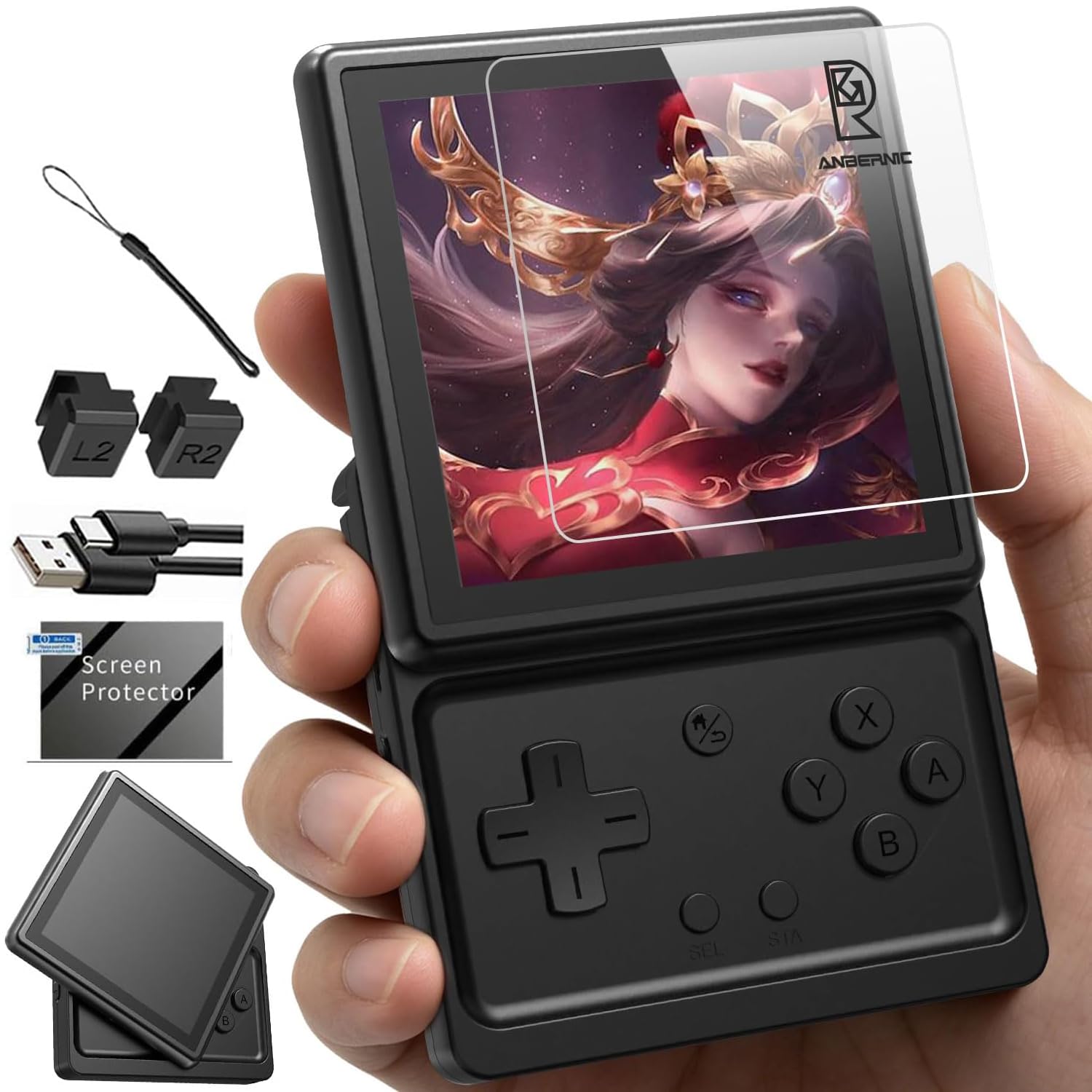 RG Rotate Retro Handheld Game Console, 3,5-Zoll-Schwenkdisplay Android-Portabel Player, Unisoc T618-Chip 3GB+32GB, 2000 mAh-Batterie, Aluminiumlegierung + Kunststoff