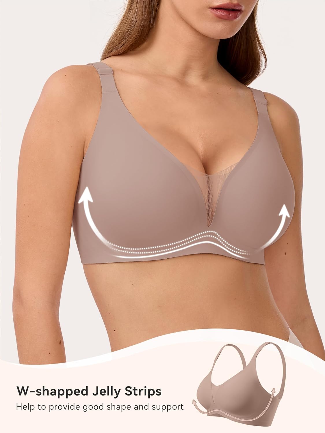 LUCKMEEY Bras for Women No Underwire Deep V Wireless Bra Push Up Seamless Bras Full Coverage Bralettes Everyday Bra - Image 3