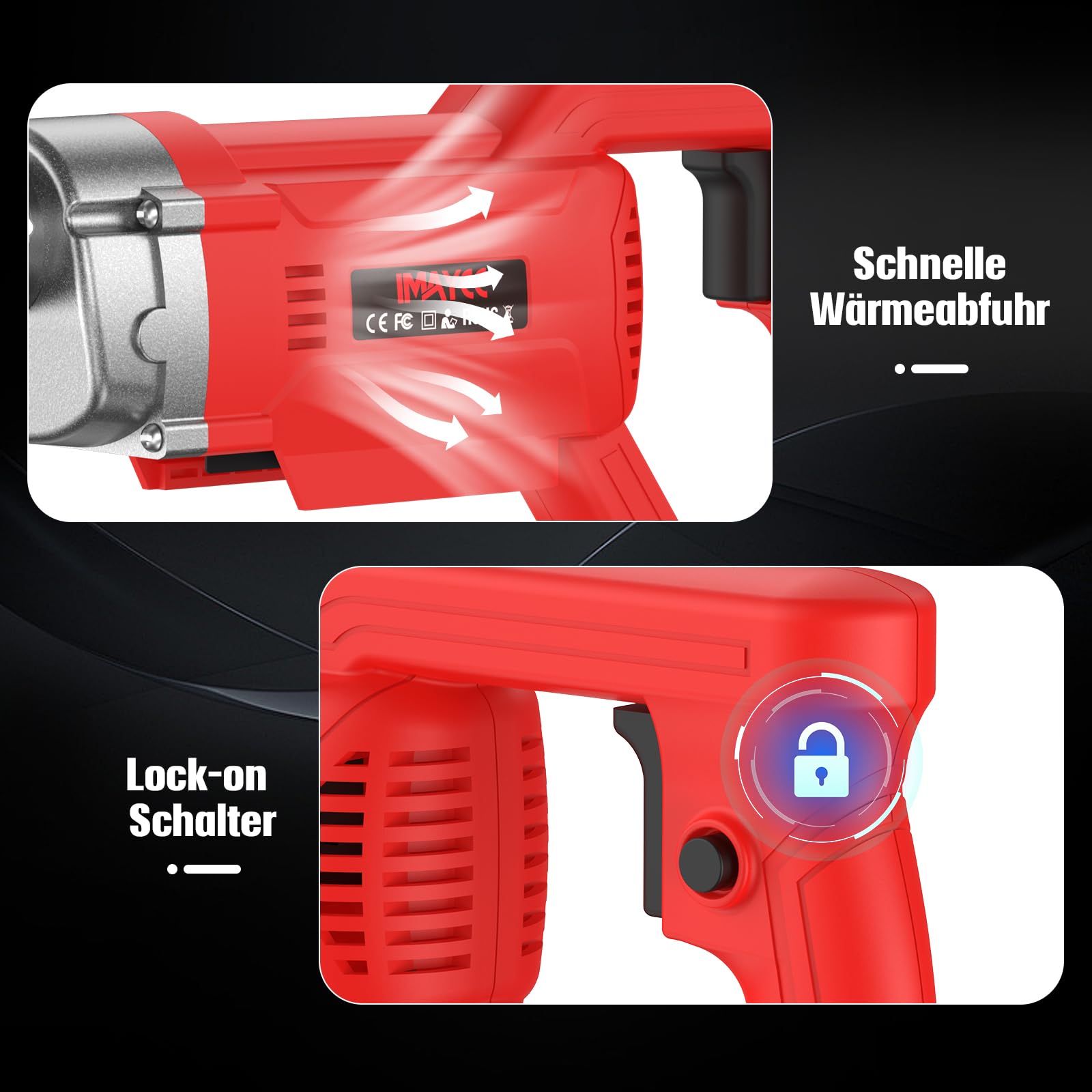 IMAYCC 21V Vibratore per Calcestruzzo Senza Cavo, Senza Spazzole Vibratore da Costruzione Elettrico 3980giri/min, Lunghezza asta Vibrante 1.5M, per Strade Tunnel Ponti (Senza Batterie）