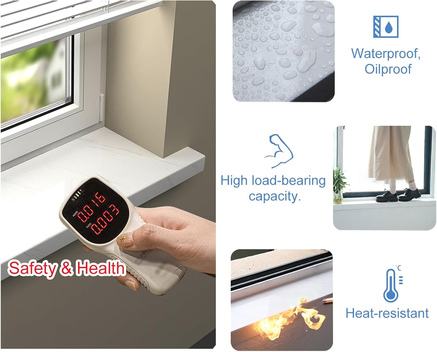 White Decorative Window Sill Covering, Composite Acrylic Window Sill Protector from Pets, Home Door Window Trim Board for Living R