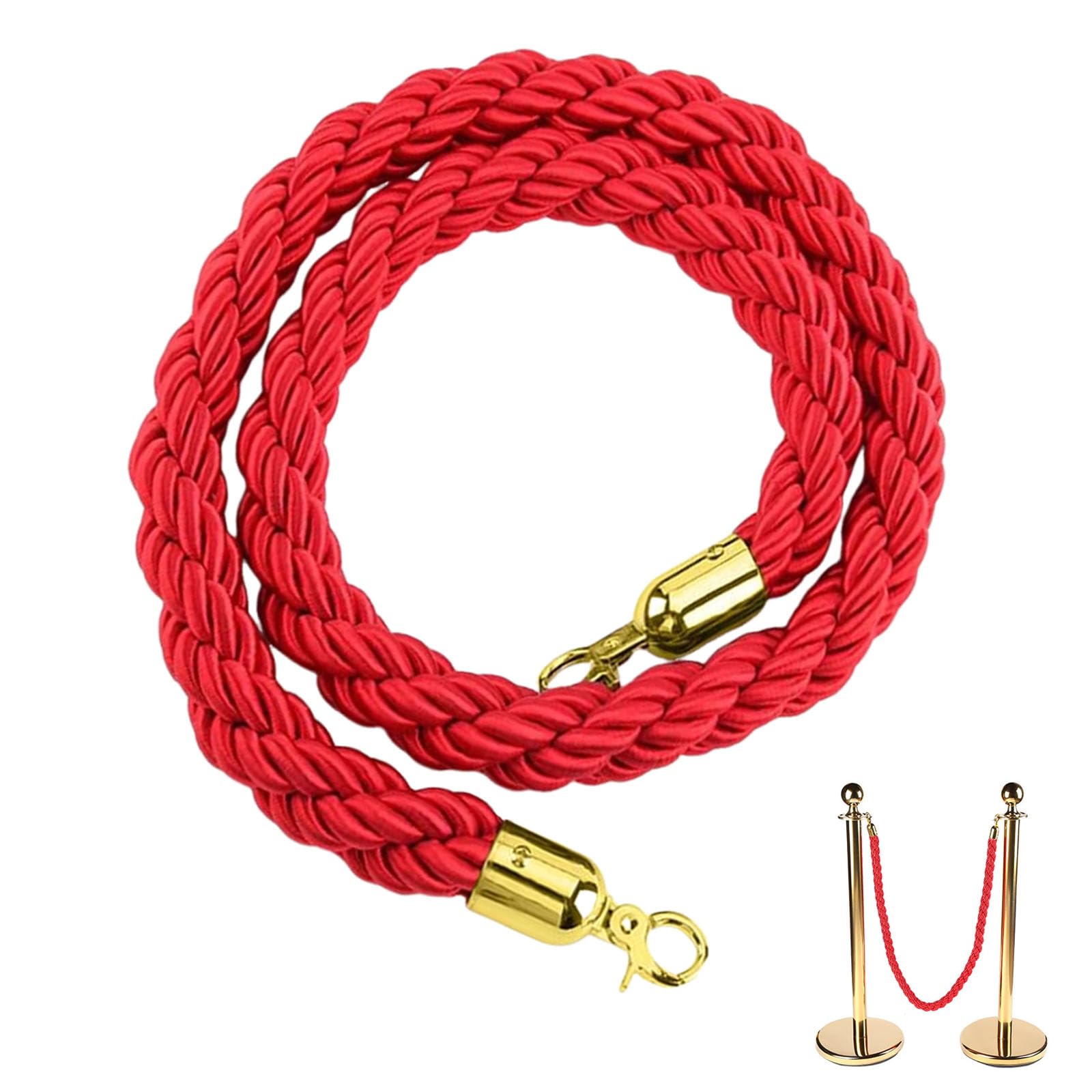Transenne Corda 1,5 m Corda Rossa con Ganci d'oro Cord Fune Cordone Cordone Transenna Cordone per Delimitare Fune Corda Transenne Cordone Intrecciato Transenne per Teatro Hotel