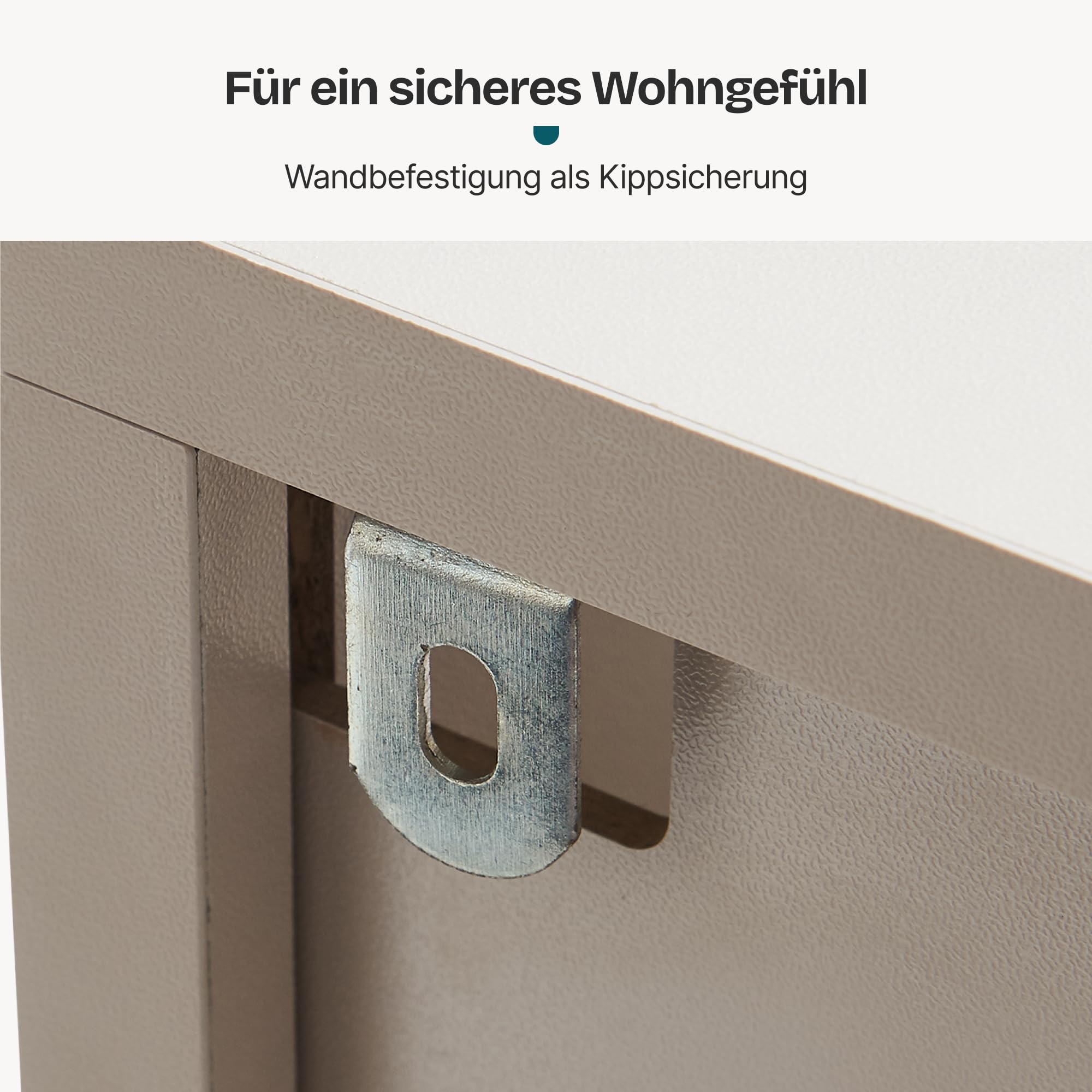 [en.casa] Highboard Wohnzimmer Bopibobro Hochschrank mit 2 Türen 3D-Front Büroschrank 4 Fächer 118 x 64 x 30 cm Kommode Beige