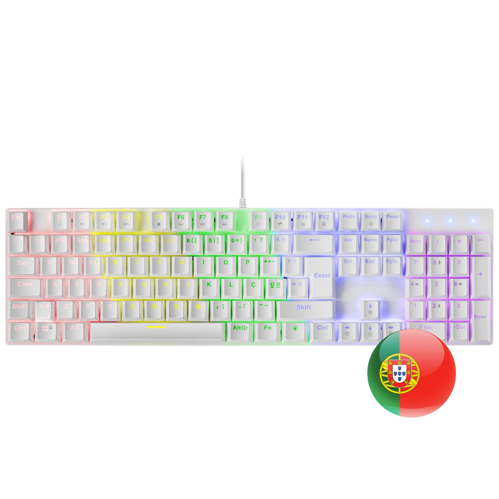 Mars Gaming MK80, Idioma Portugués, Teclado Gaming Mecánico TKL Compacto con Switch Marrón, Iluminación Rainbow RGB, Teclas Doble Inyección, Modo Juego y Anti-Ghosting, Multiplataforma, Negro — view 16