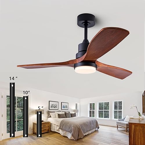 Ventilador de techo de 36 pulgadas con control remoto de iluminación, ventilador de techo de madera moderna para interiores y exteriores con 3
