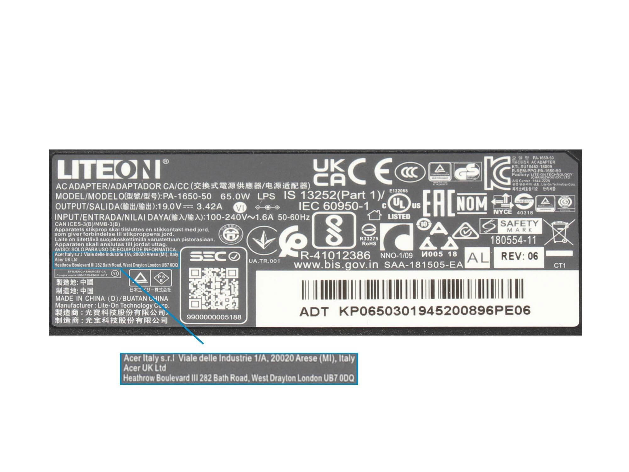 Acer Aspire V5-561G Zasilacz 65 Watt Nowy