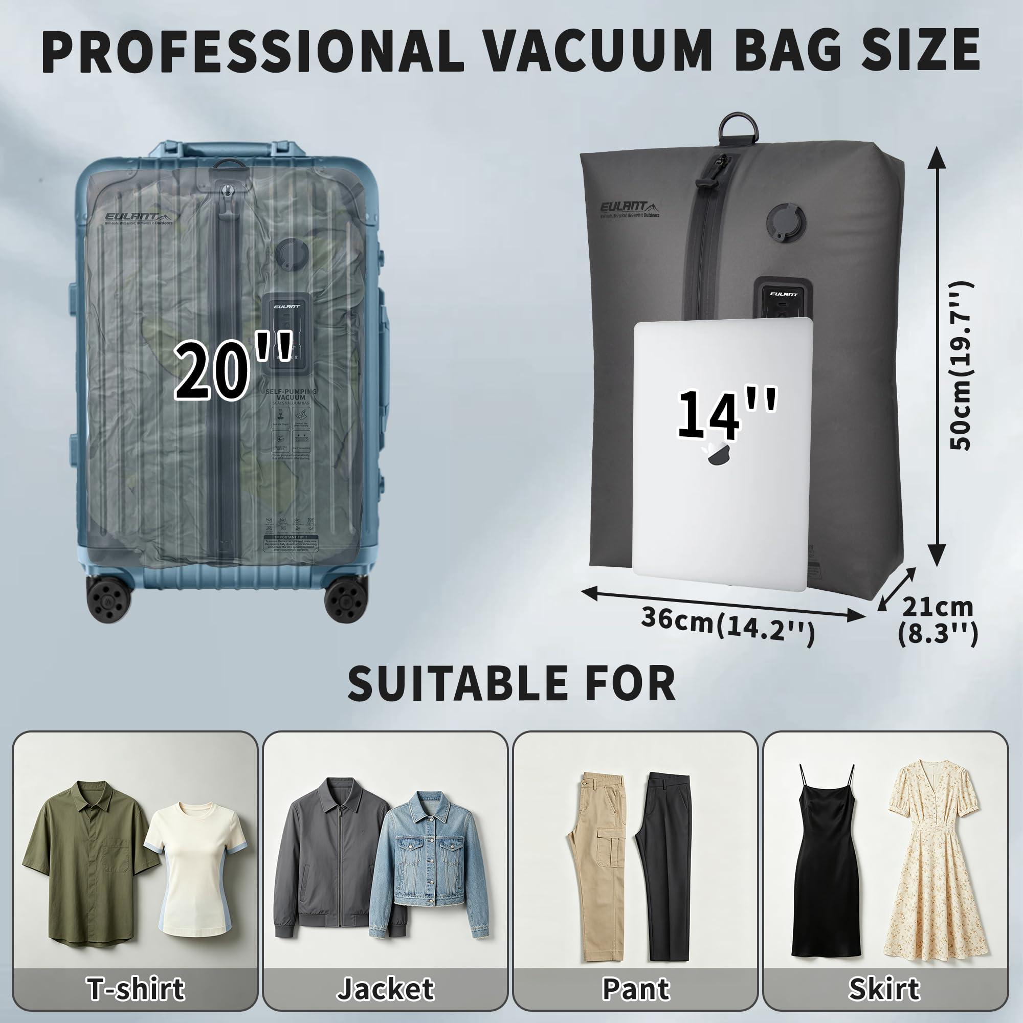 Sacs sous vide de voyage avec pompe intégrée, sacs de compression réutilisables IPX8, 1 pièce