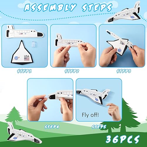 Miniatura 4 de Lewtemi Juego de 36 planeadores, juguetes de transporte espacial, juguetes voladores para niños y niñas, planeador de avión de espuma para recuerdos