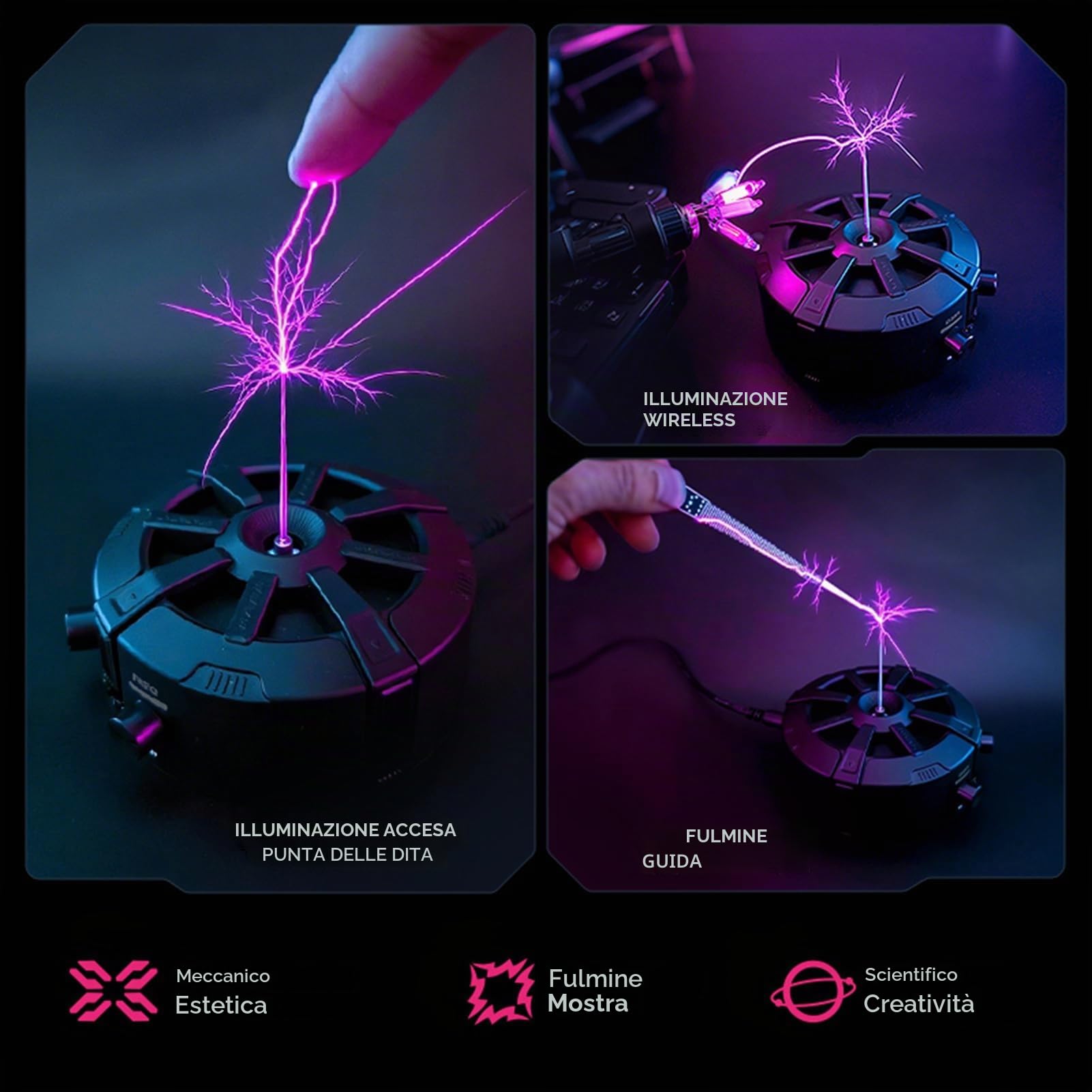 Bobina Tesla Altoparlante Plasma Multifunzionale Arco Bluetooth Lettore Musicale per esperimenti scientifici Strumenti didattici, decorazione per la casa