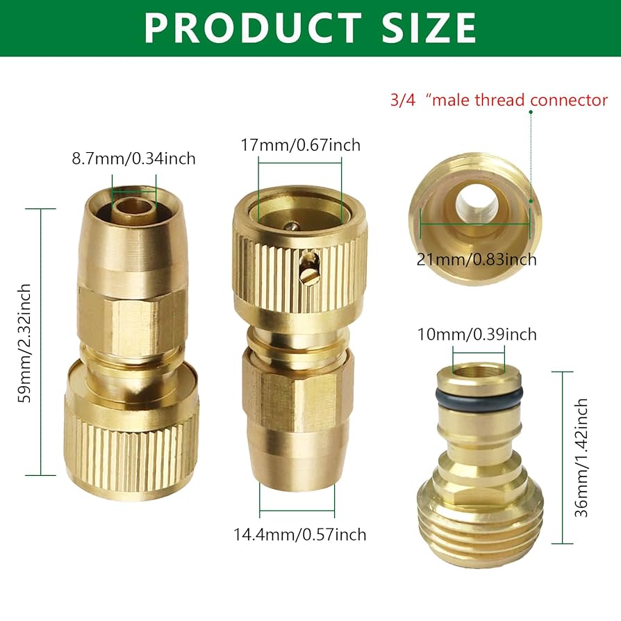 Expandable Garden Hose Repair Kit, 2 Set Of Brass Pocket Water Hose Connector