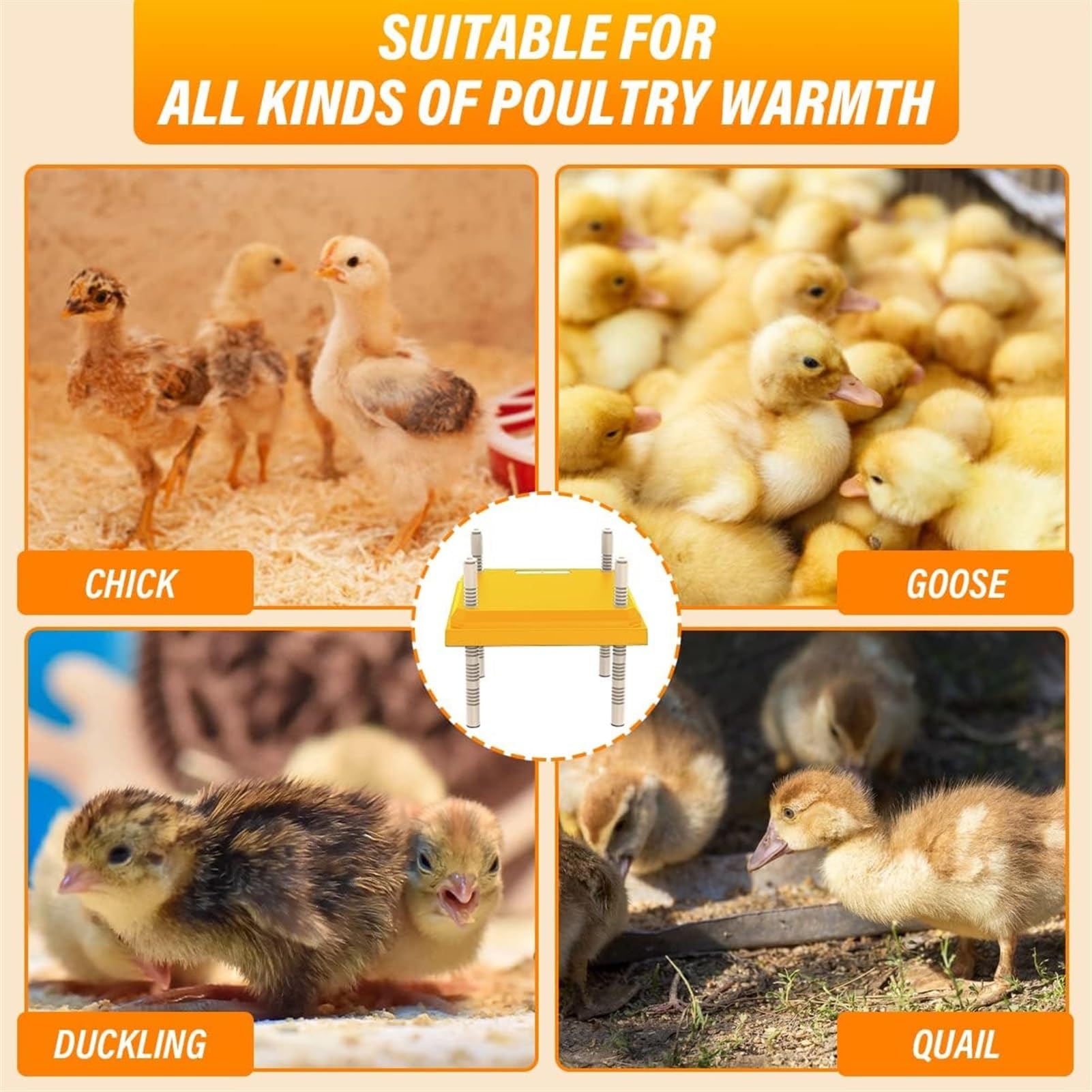 Incubadora de huevos, criadora de pollitos, placa calefactora de 10.0 x 10.0 in, incubadoras seguras, alternativa a lámparas de calor y gallinas, calentador de criadora de rutina ajustable en altura f