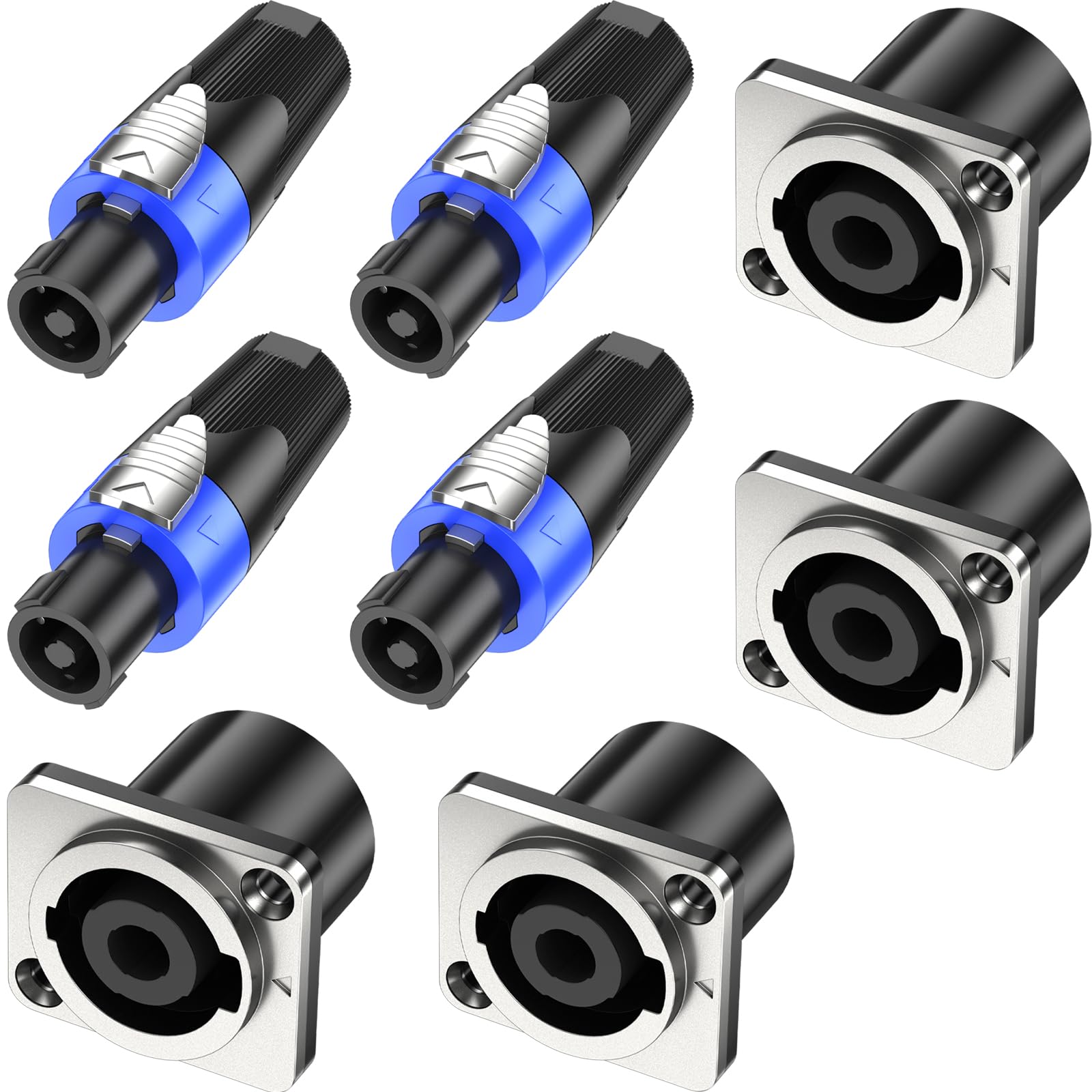 4Sets Speakon Adapter Spina Speakon Pannello metallico Twist Lock con cacciavite Compatibile con Neutrik Speakon NL4MP, NL4MPR, NL4FC, NL4FX, NLT4X, NL4 Series, NL2FC
