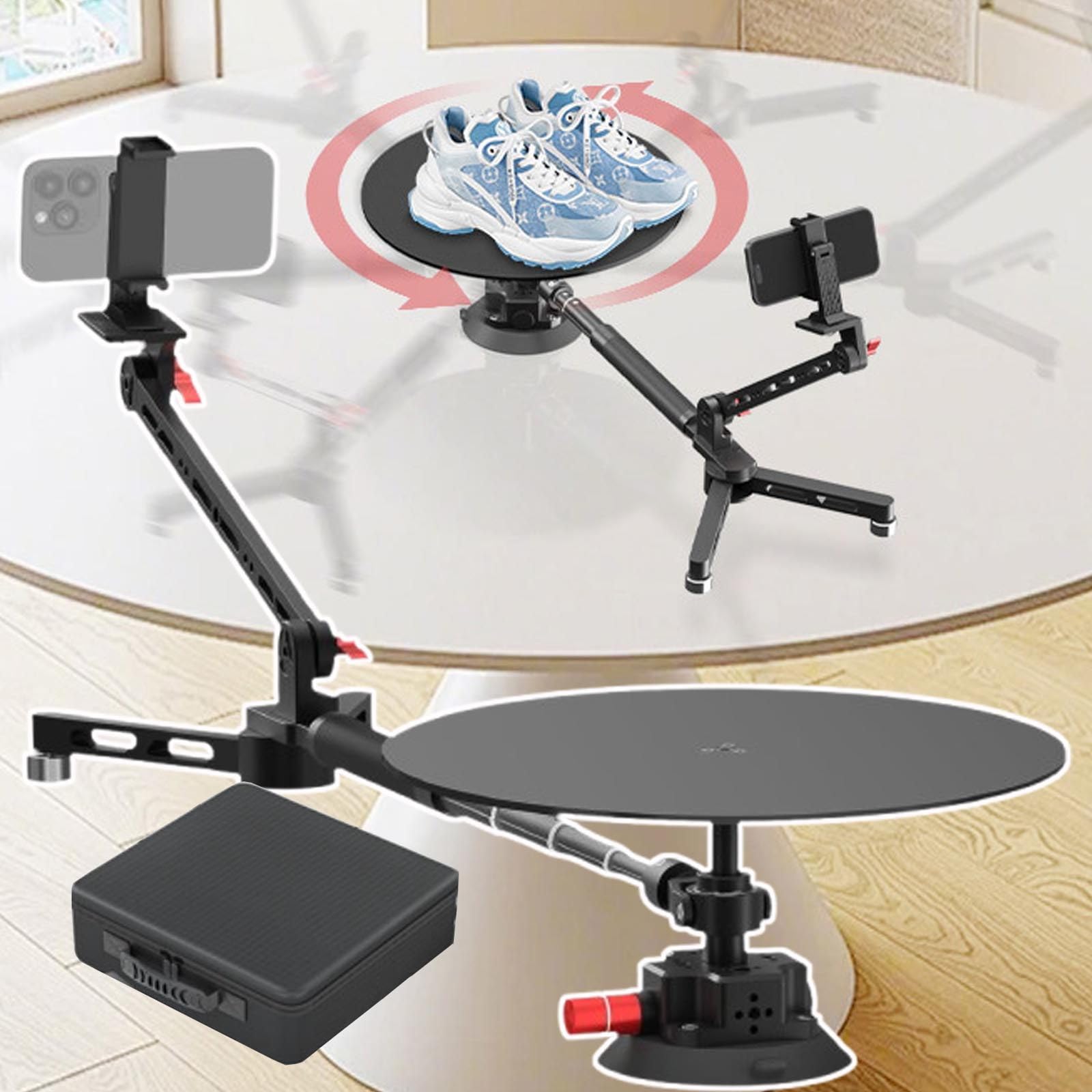 Slider Per Fotocamera Girevole A 360 Gradi | Piatto Girevole Pro Per Fotografia| Giradischi Girevole A 360 Gradi | Piattaforma Video Fotografico +Base A Ventosa +Scatola Portaoggetti ,Black