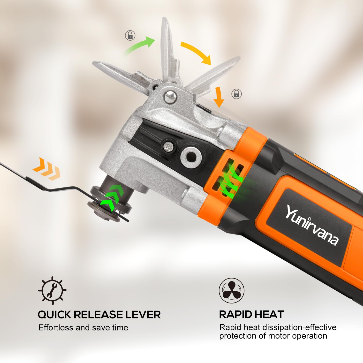 Yunirvana Outil Oscillant 400W Multifonction Oscillant, 6 Vitesses Variables 15000-22000RPM, Angle Oscillant: 4 °,28 Accessoires, Multi Outil Oscillant pour Couper, Poncer, Gratter, Scier