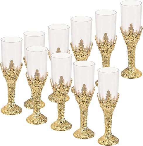 PRETYZOOM Copas de vino de metal para fiestas, copas de vino, copas de oro, copa grabada, copa gótica, cáliz, copa de vino, copa de vino en relieve,