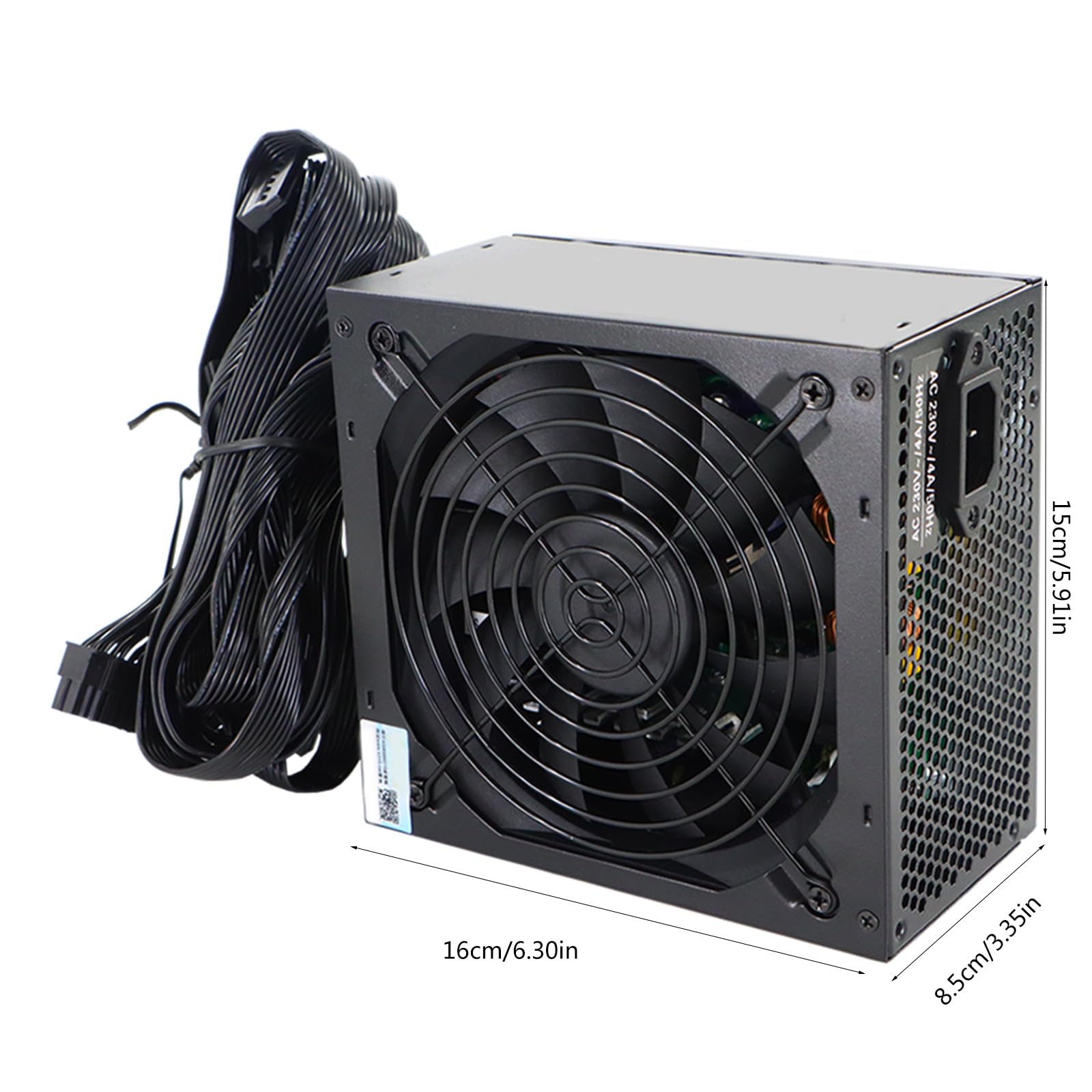 Wysokowydajny zasilacz 550 W z 12 cm cichym aktywnym wentylatorem do gier PC do gier. Zasilanie ATX 12 V.