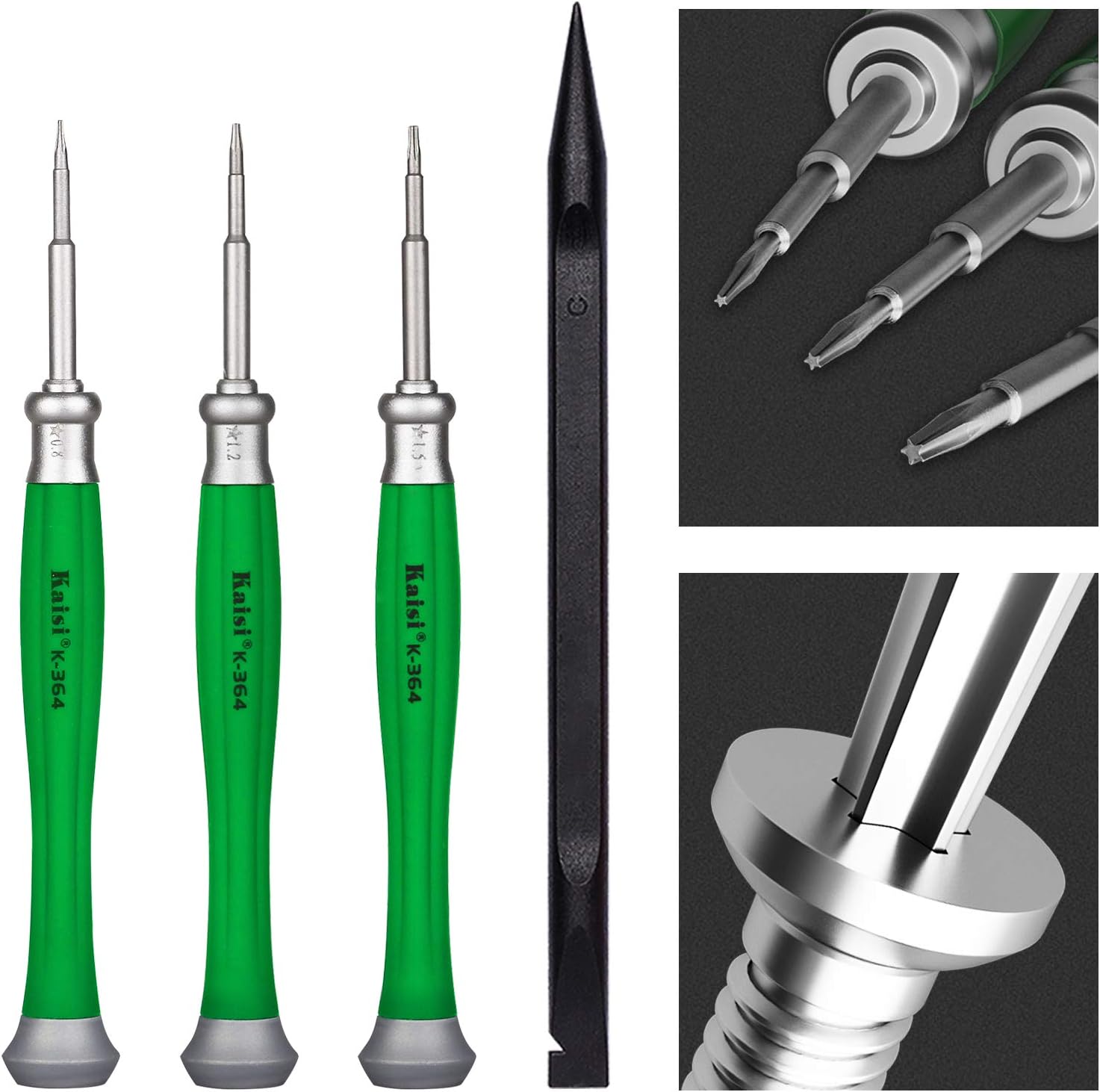 Kaisi P2 P5 P6 Pentalobe Screwdriver Set 5 Point Star 0.8mm 1.2mm 1.5mm Screwdrivers (TS1 TS4 TS5) (PL1 PL4 PL5) with Nylon Spudgers for Apple iPhone, MacBook Pro & MacBook Air and Retina Display