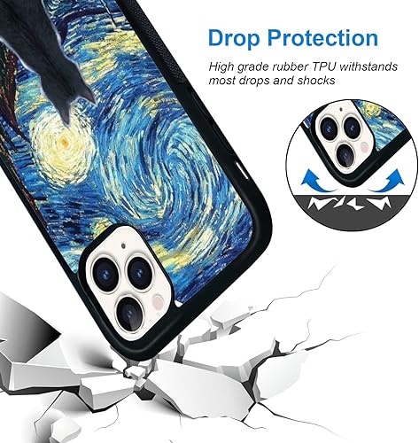 Miniatura 6 de Funda negra para iPhone 11 Pro Max de 6.1 pulgadas, diseño de patrón antideslizante y absorción de golpes, marco de gel de sílice suave, funda negra