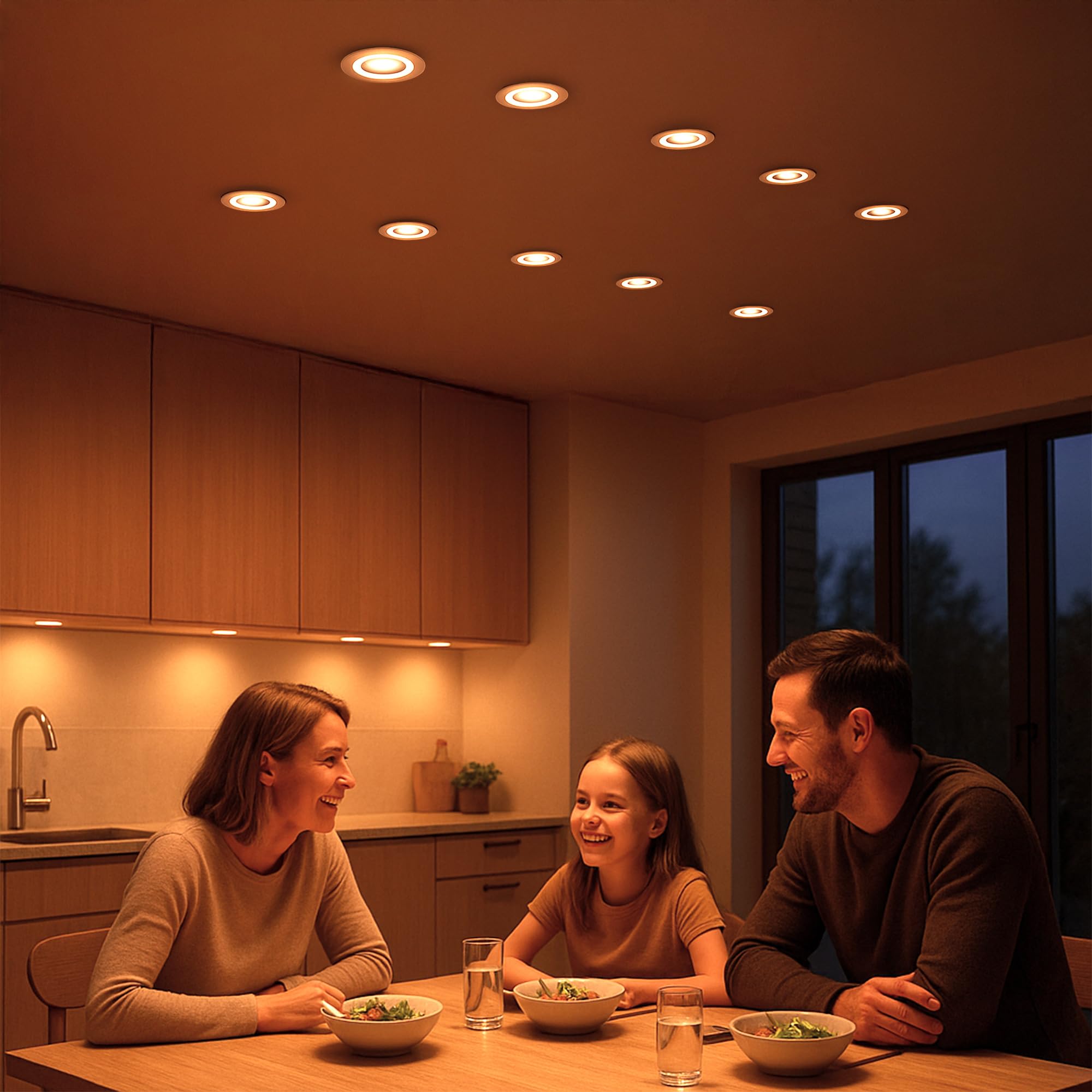 SSC-LUXon 6x Matapo Einbauspot schwarz weiß mit Lichtring inkl. LED Leuchtmittel Modul 4W drei einstellbaren Lichtfarben 3CCT - Design Einbaustrahler 230V