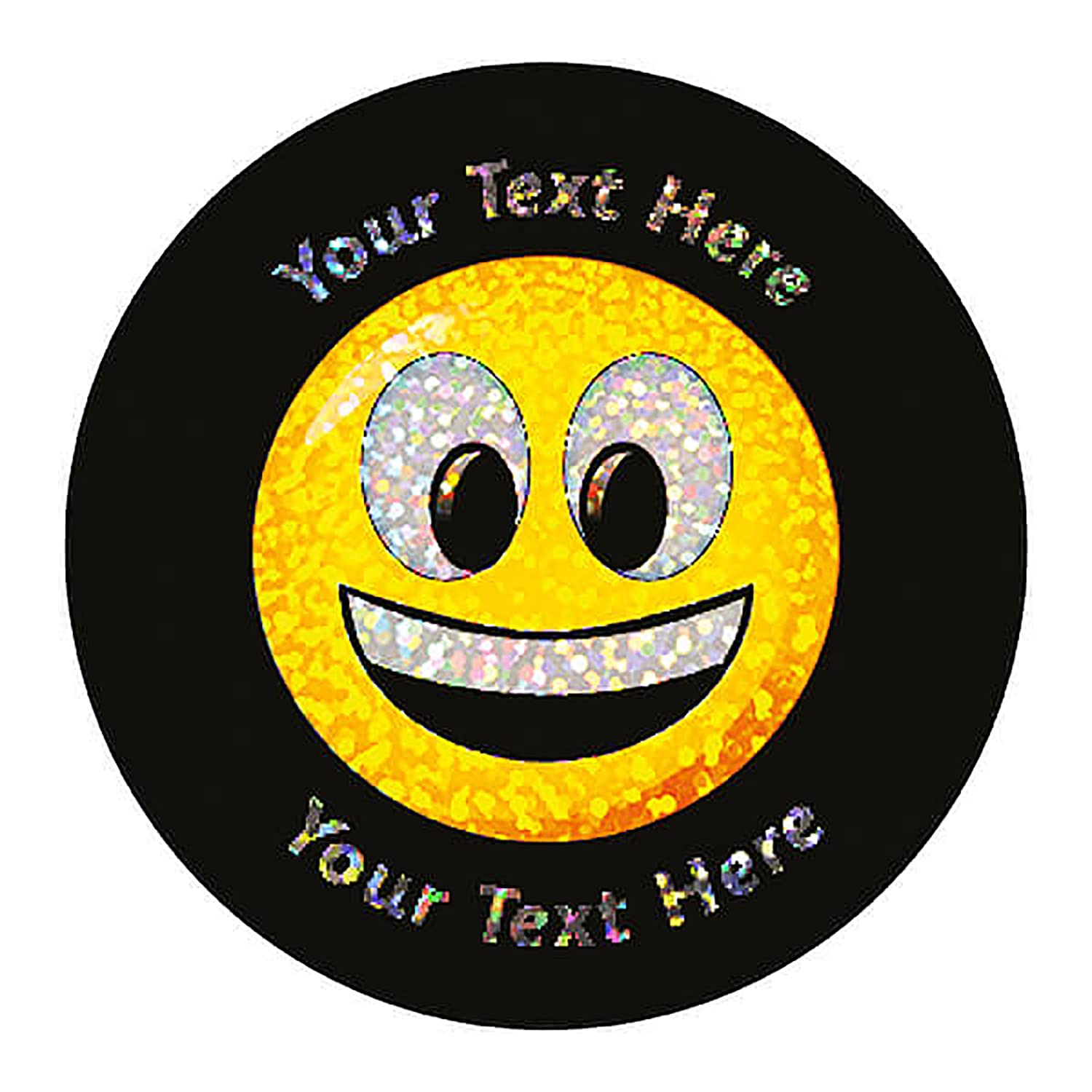 105 Personalised Holographic Sparkly Smiley Face Motivational School Praise Teachers Reward Stickers 37mm Primary Teaching Services