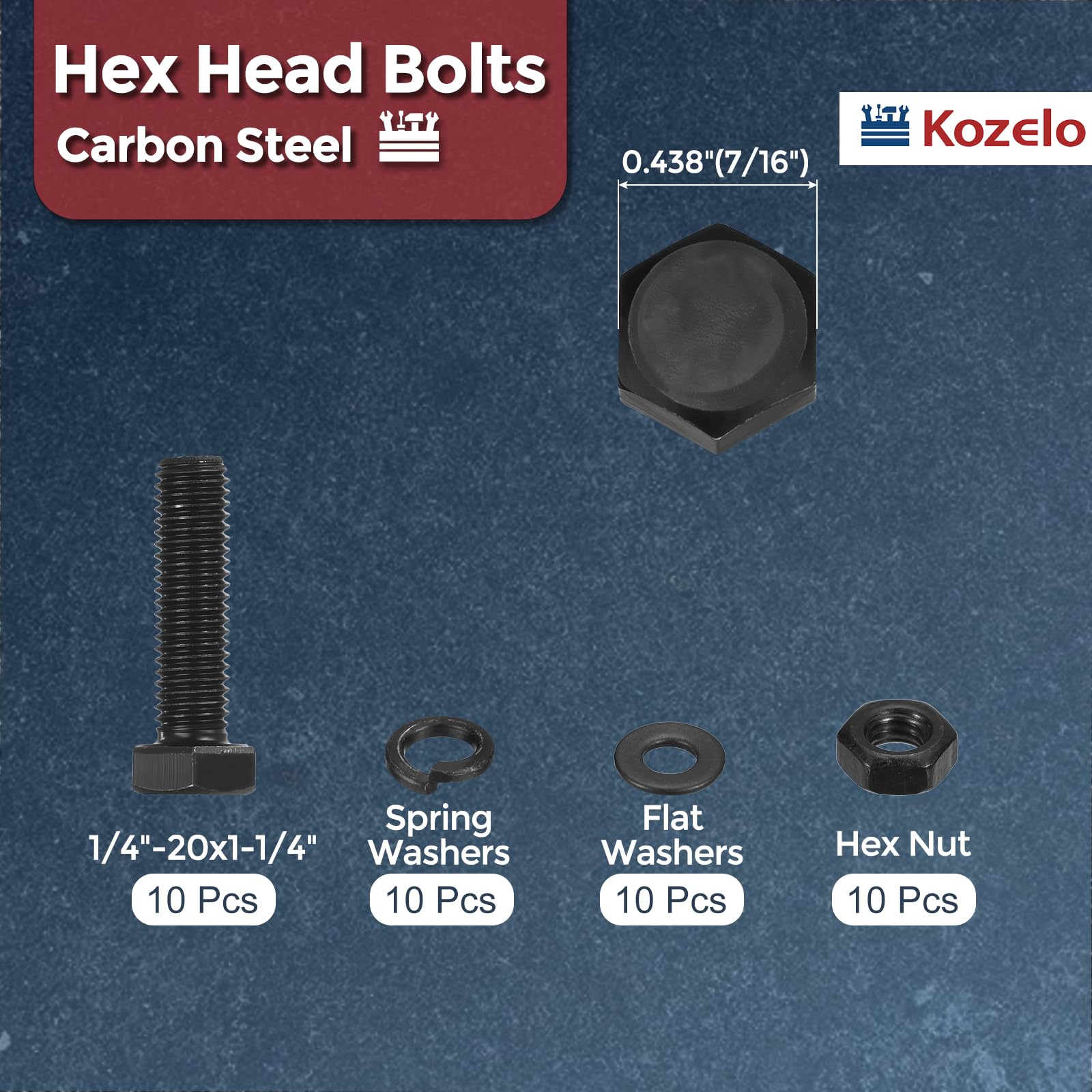Kozelo 40 Pcs Bolts and Nuts Washers Kit - Image 2