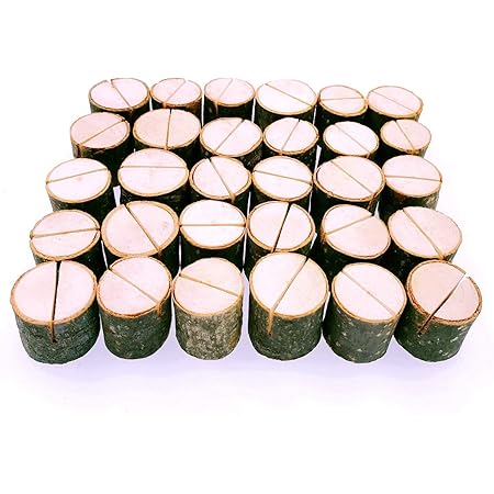 Ksvaye Tischkartenhalter Set 20-tlg. - Holz Aufsteller Mit Kraftpapier Karten (6,4cm)