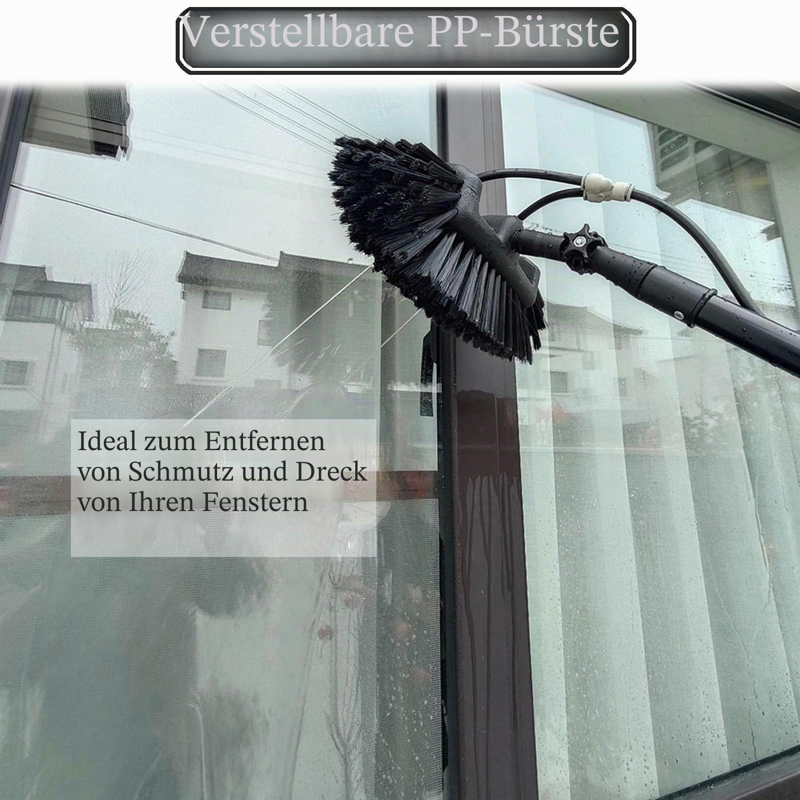 3.6-12m High Clean Teleskopstange mit Wasseranschluss,Teleskopstange mit wasserdurchlässiger 5 Flächen Bürste Profi Fensterreiniger, Ausziehbarer Reiniger Wintergartendach, ( Size : 39FT/12M )