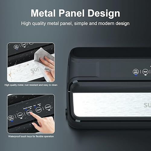 Miniatura 6 de Sellador al vacío para alimentos, 90 Kpa 7 en 1 a máquina selladora al vacío de alimentos, modo secohúmedosuave, sellador automático de alimentos