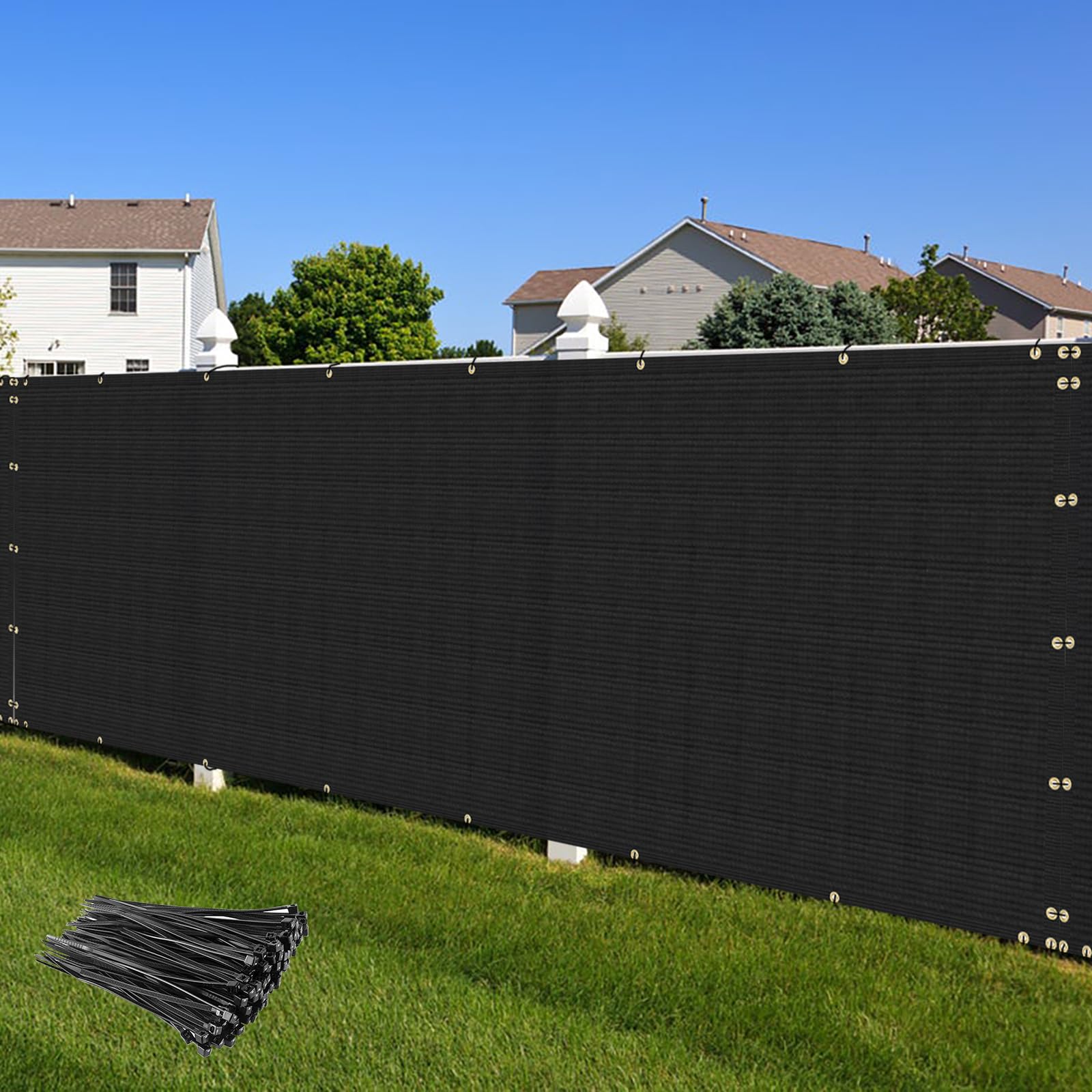 Copertura per recinzione privacy da 1,5 x 30,5 m, resistente, in tessuto a rete, per esterni, giardino, patio, cortile, recinto a catena, nero, personalizzato