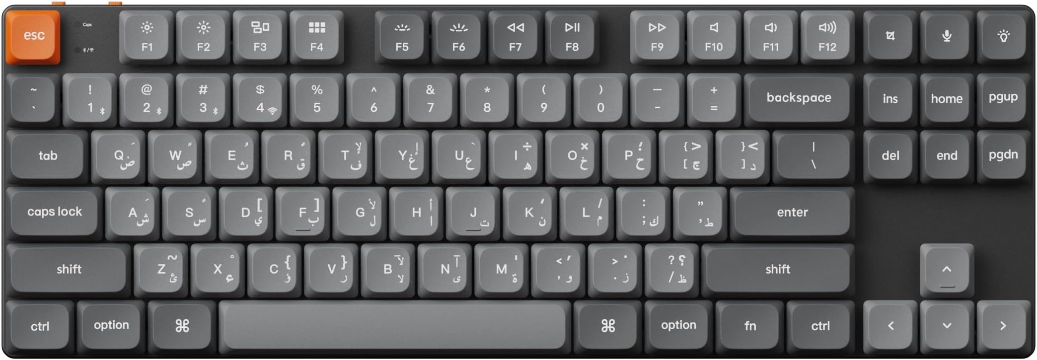 Keychron K1 Max QMK/VIA Low‑Profile 80% Wireless Mechanical Keyboard – 2.4 GHz/BT 5.1/Wired, RGB or White LED, Hot‑Swappable (Arab‑English Layout), Slim Gateron Switches