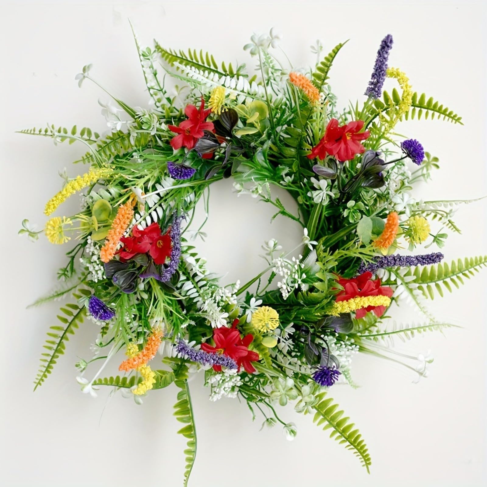 Ganzjährig Türkranz für Außen, Frühling Sommer Wildblume Kranz, Dekorative Mehrzweck-Girlande Frühlingkranz，Bunt Türkranz Frühling für Frühling Innen Außen Cafe Garten Deko